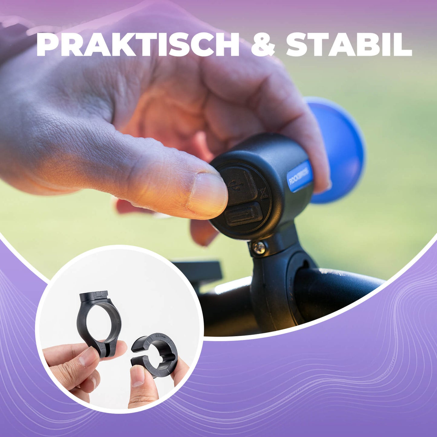 Timbre de bicicleta eléctrica 120dB para manillares de 22,2/25,4/31,8 mm ROCKBROS