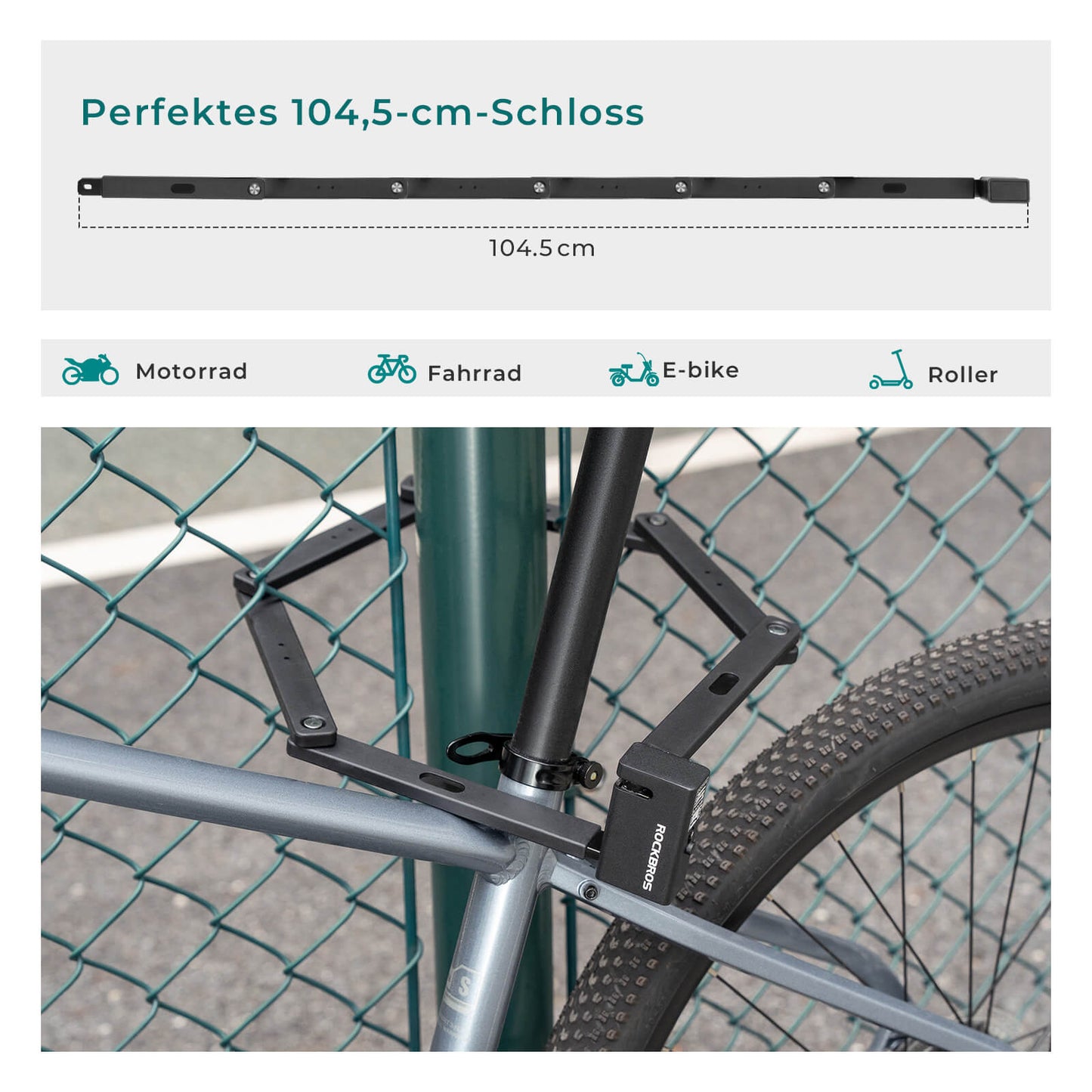 Candado de bicicleta plegable 104 cm Plegable ROCKBROS