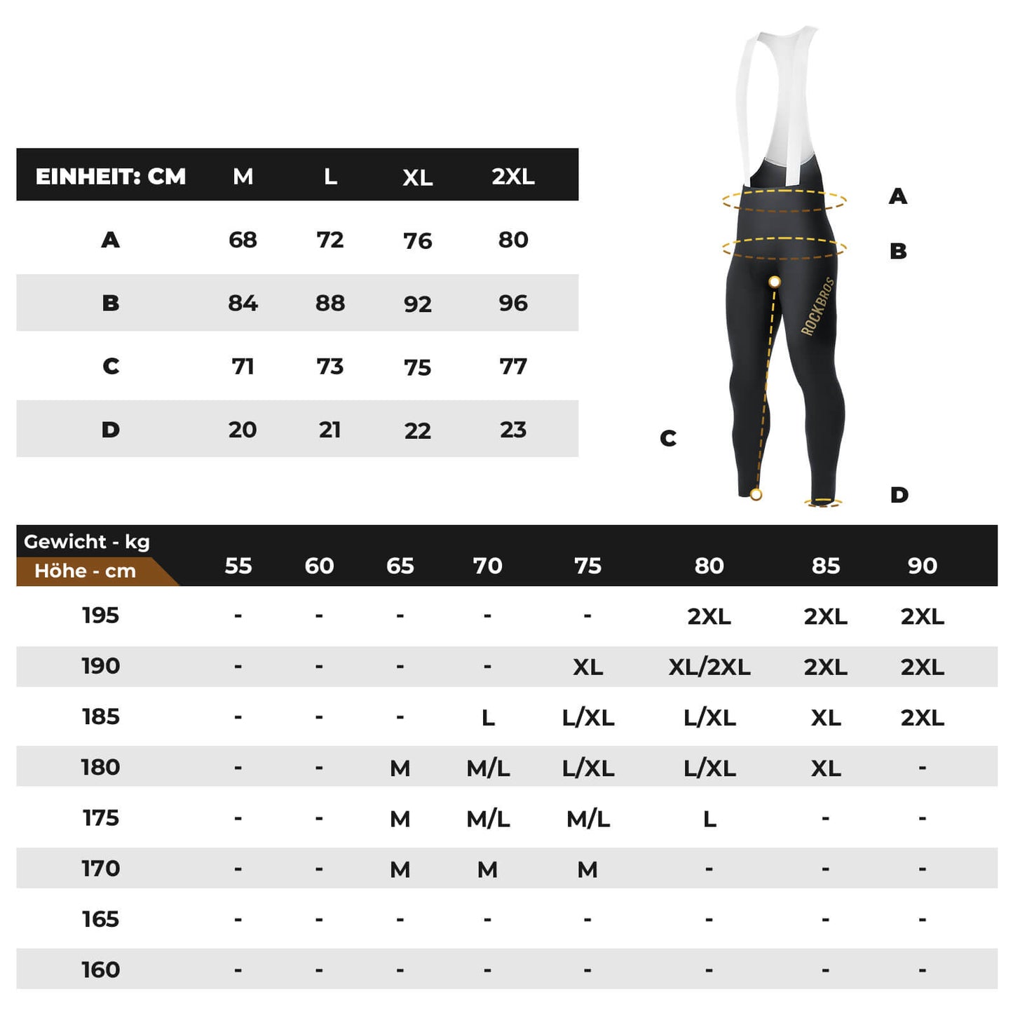 Culotte largo con tirantes de ciclismo acolchado para hombre ROCKBROS