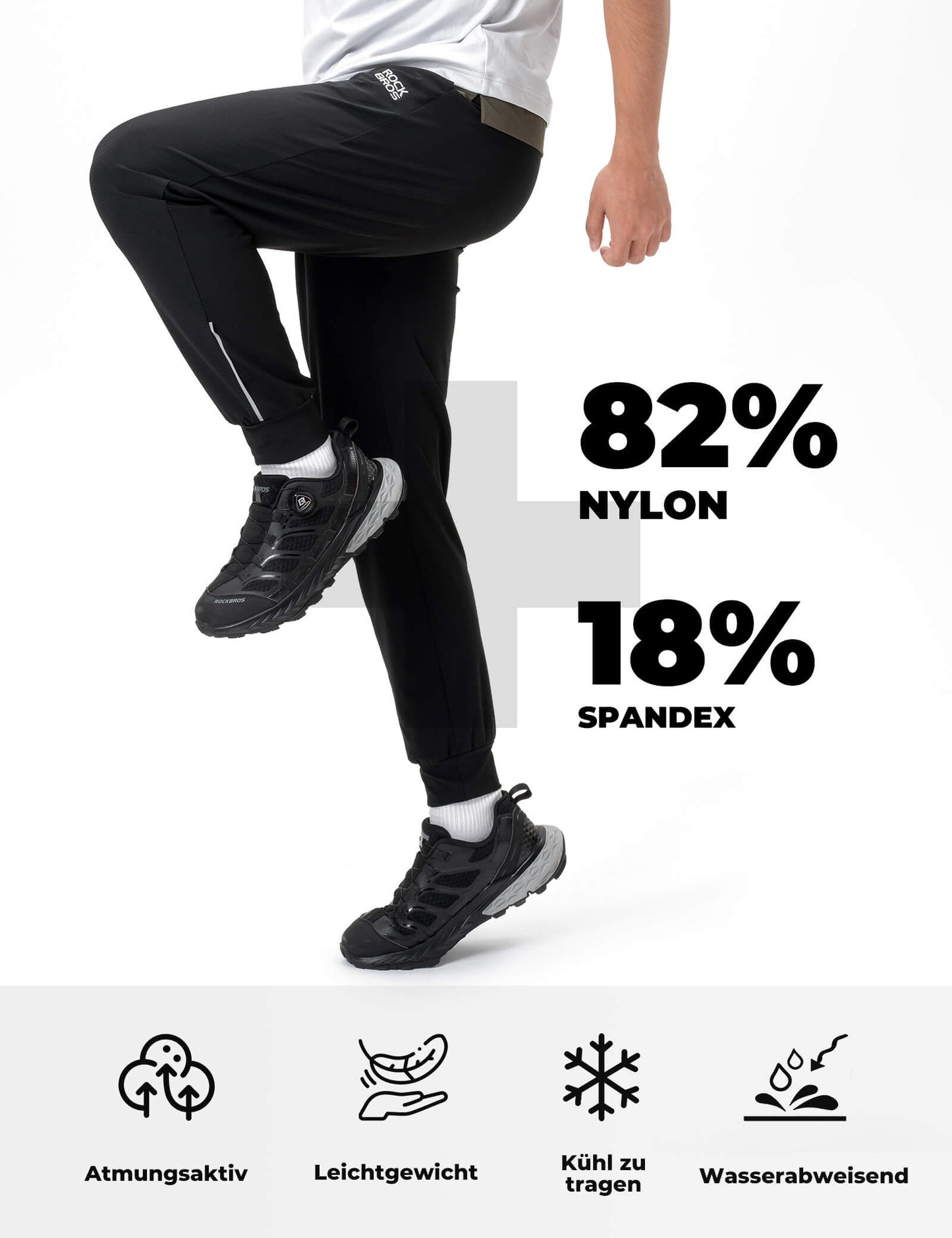 Pantalones de ciclismo para hombre con ajuste elástico y tiras de seguridad ROCKBROS