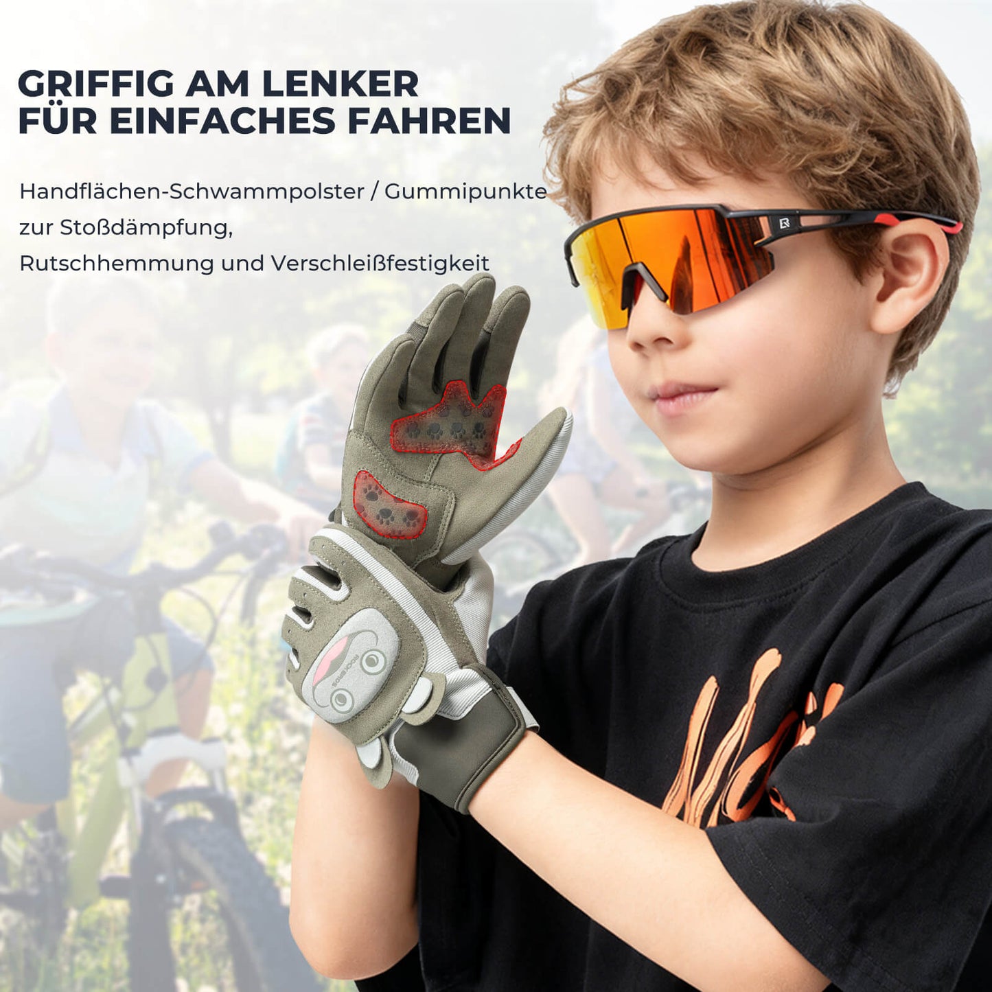 Guantes de ciclismo para niños transpirables y antideslizantes con protección SBR ROCKBROS