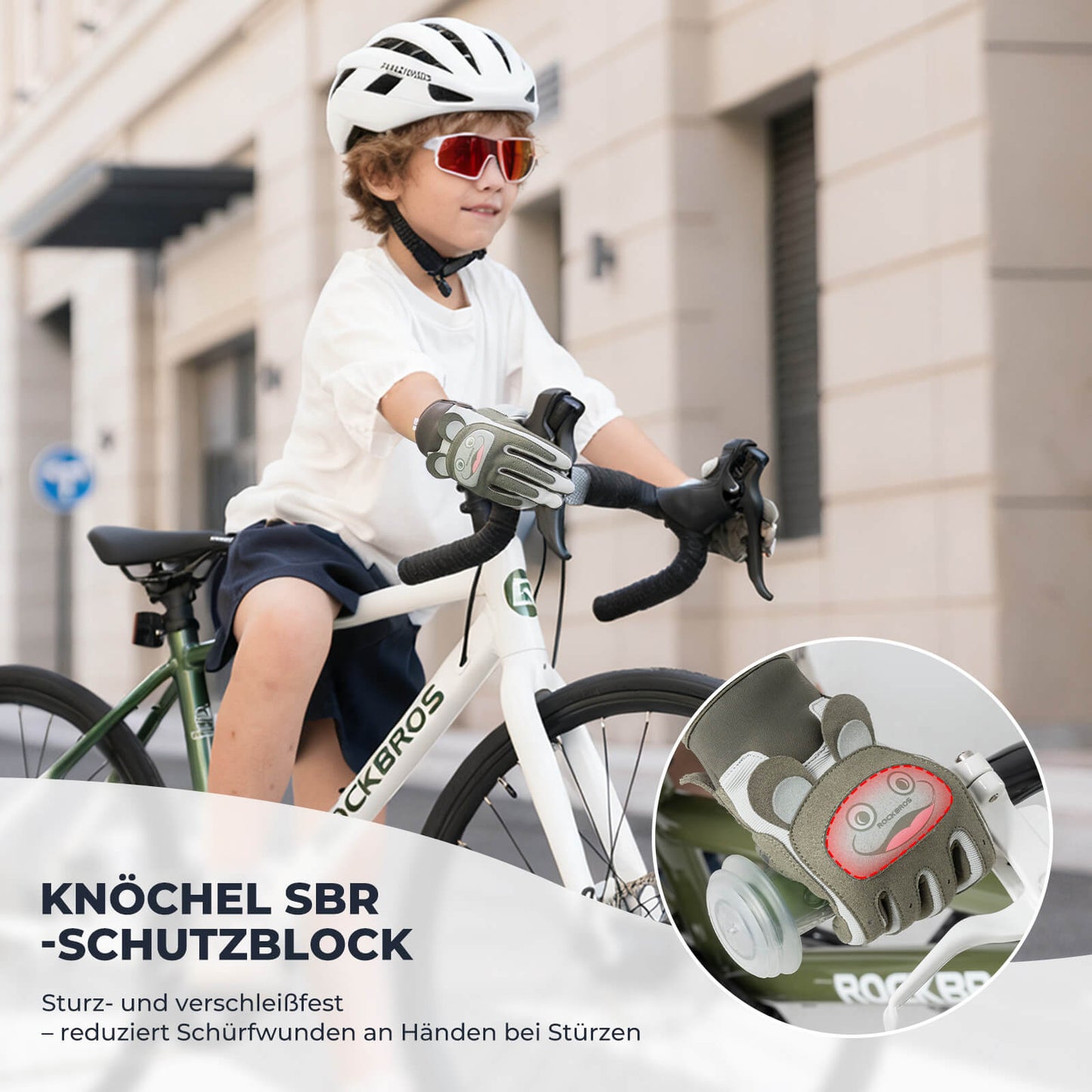 Guantes de ciclismo para niños transpirables y antideslizantes con protección SBR ROCKBROS