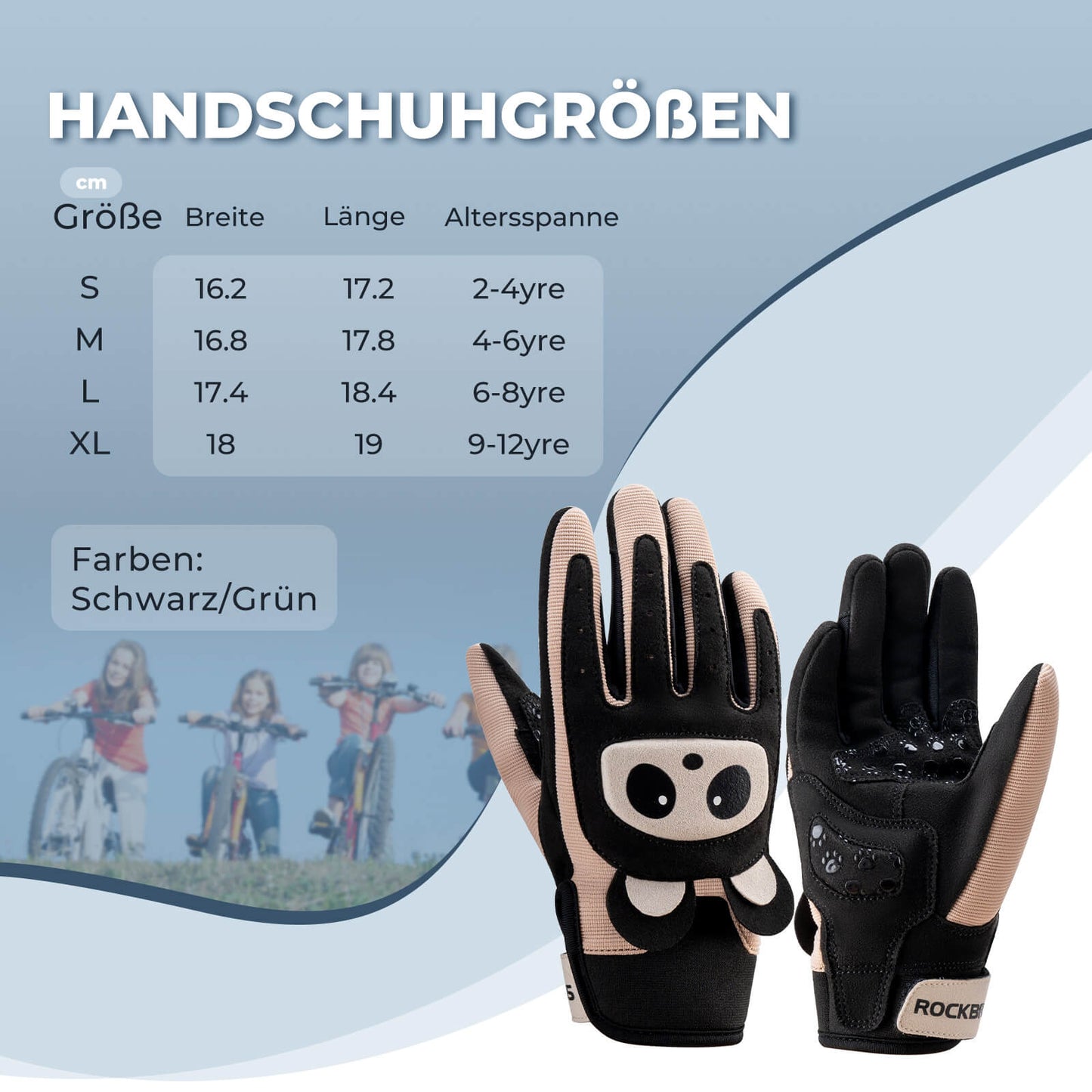Guantes de ciclismo para niños transpirables y antideslizantes con protección SBR ROCKBROS