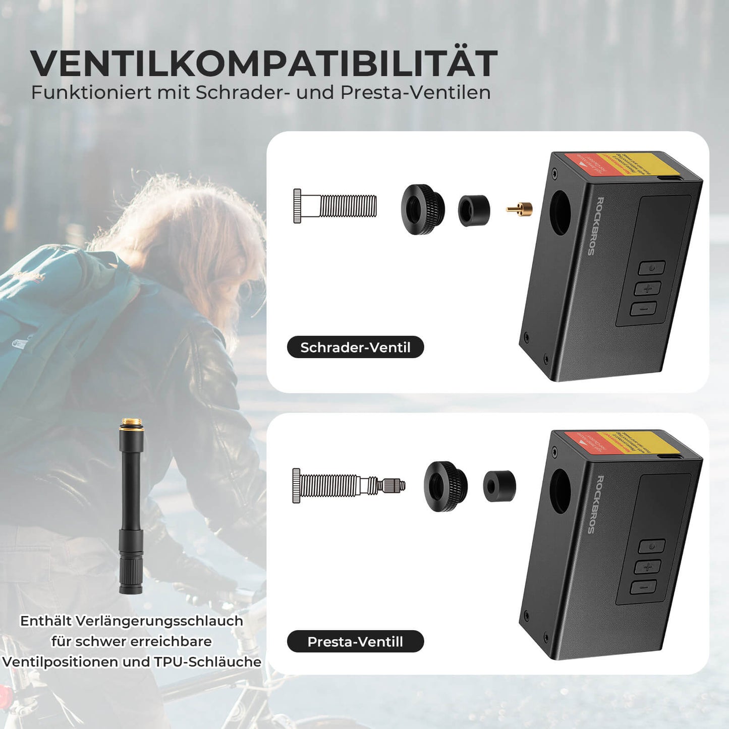 MINI Bomba Eléctrica Portátil para Bicicleta AS240 Pro ROCKBROS