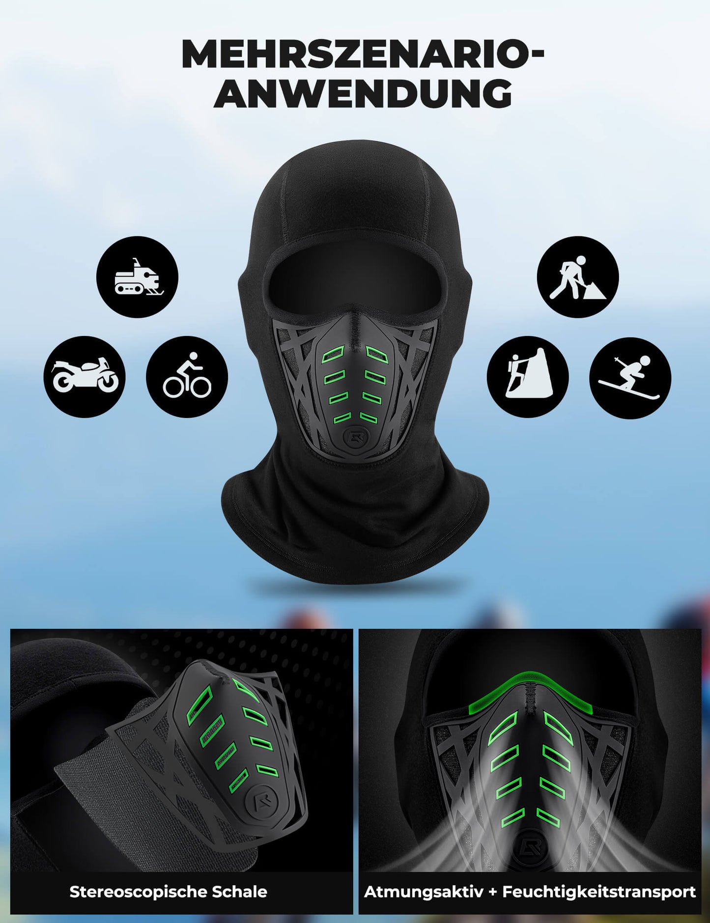 Capucha de lastre multifuncional, a prueba de viento y polvo, transpirable con protección para el cuello, ROCKBROS