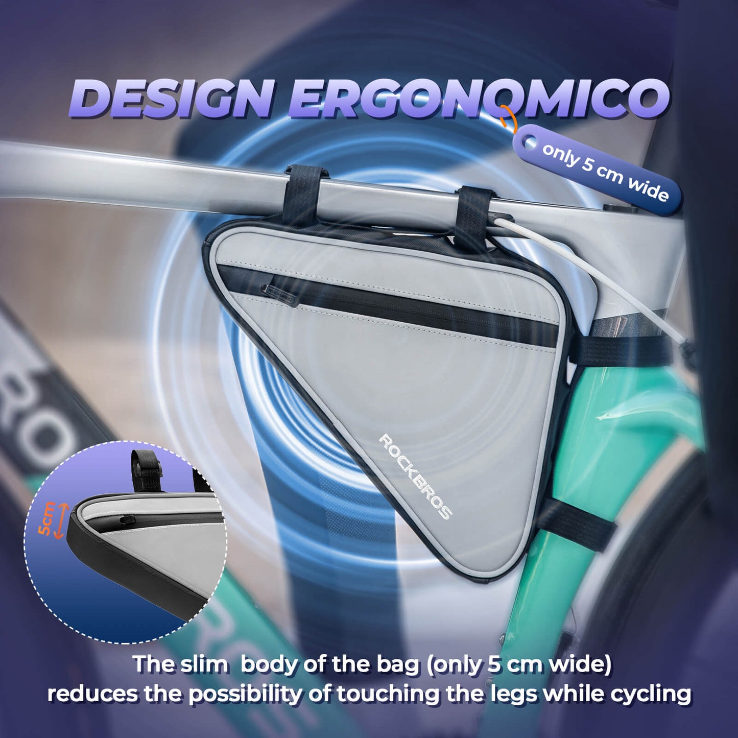 Bolsa de bicicleta, bolsa reflectante para cuadro, bolsa triangular, 0,9 L, ROCKBROS