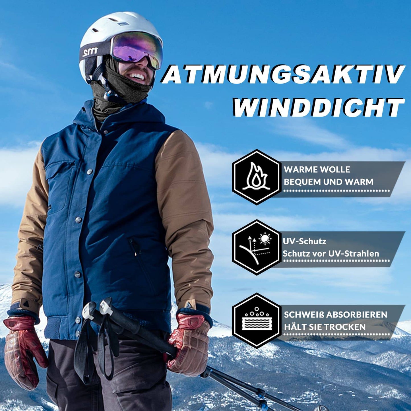Pasamontañas unisex ROCKBROS (paquete de 2) Otoño/Invierno para deportes al aire libre