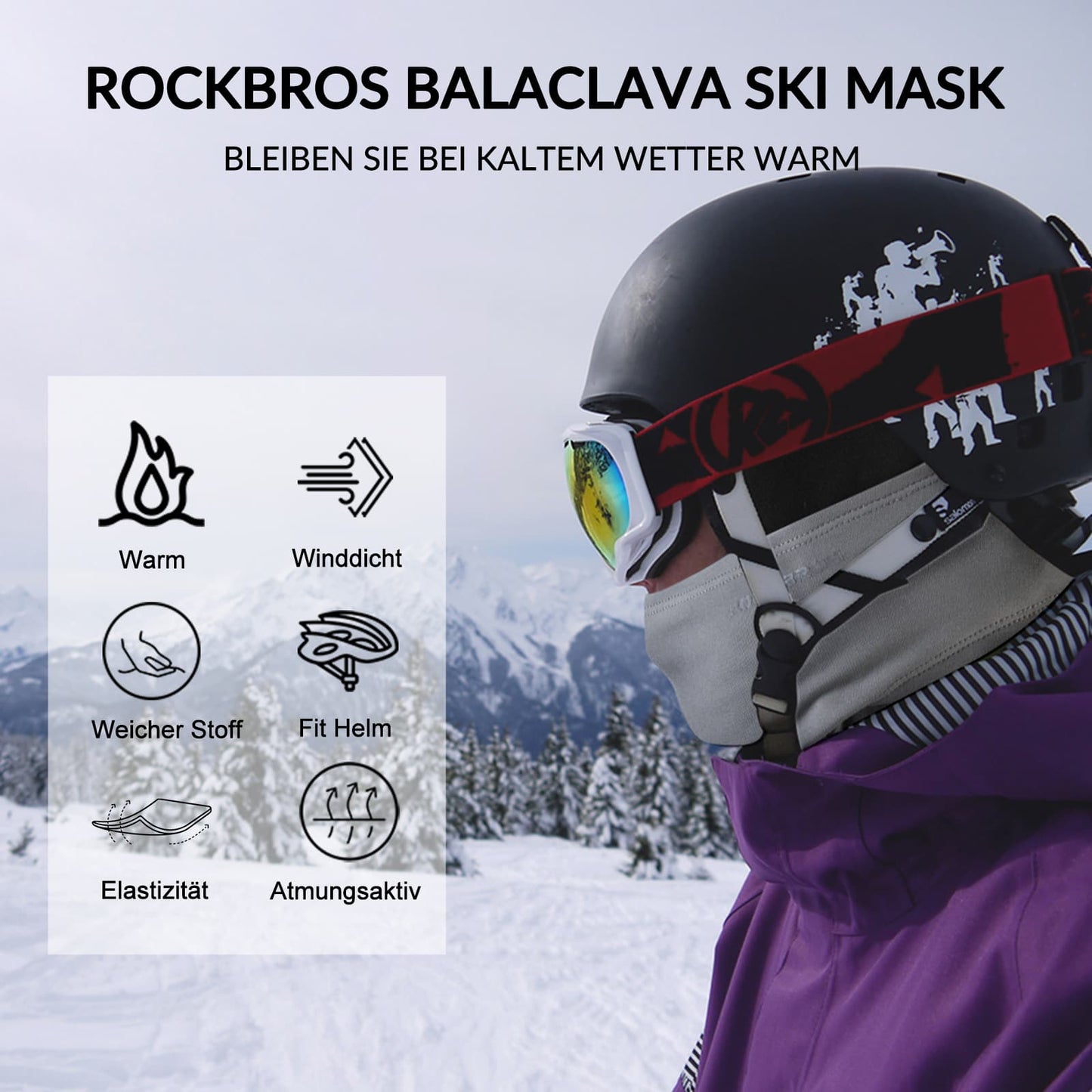 Pasamontañas unisex ROCKBROS (paquete de 2) Otoño/Invierno para deportes al aire libre