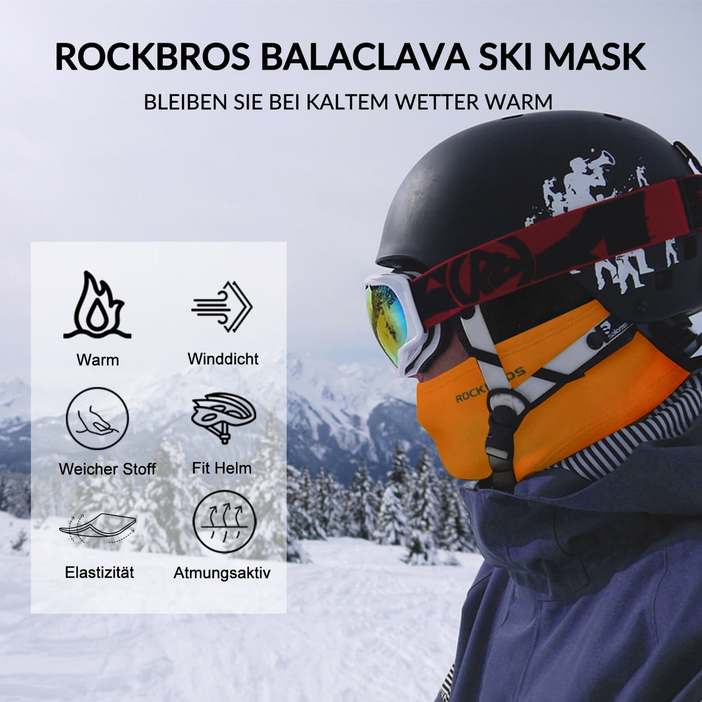 Pasamontañas unisex ROCKBROS (paquete de 2) Otoño/Invierno para deportes al aire libre