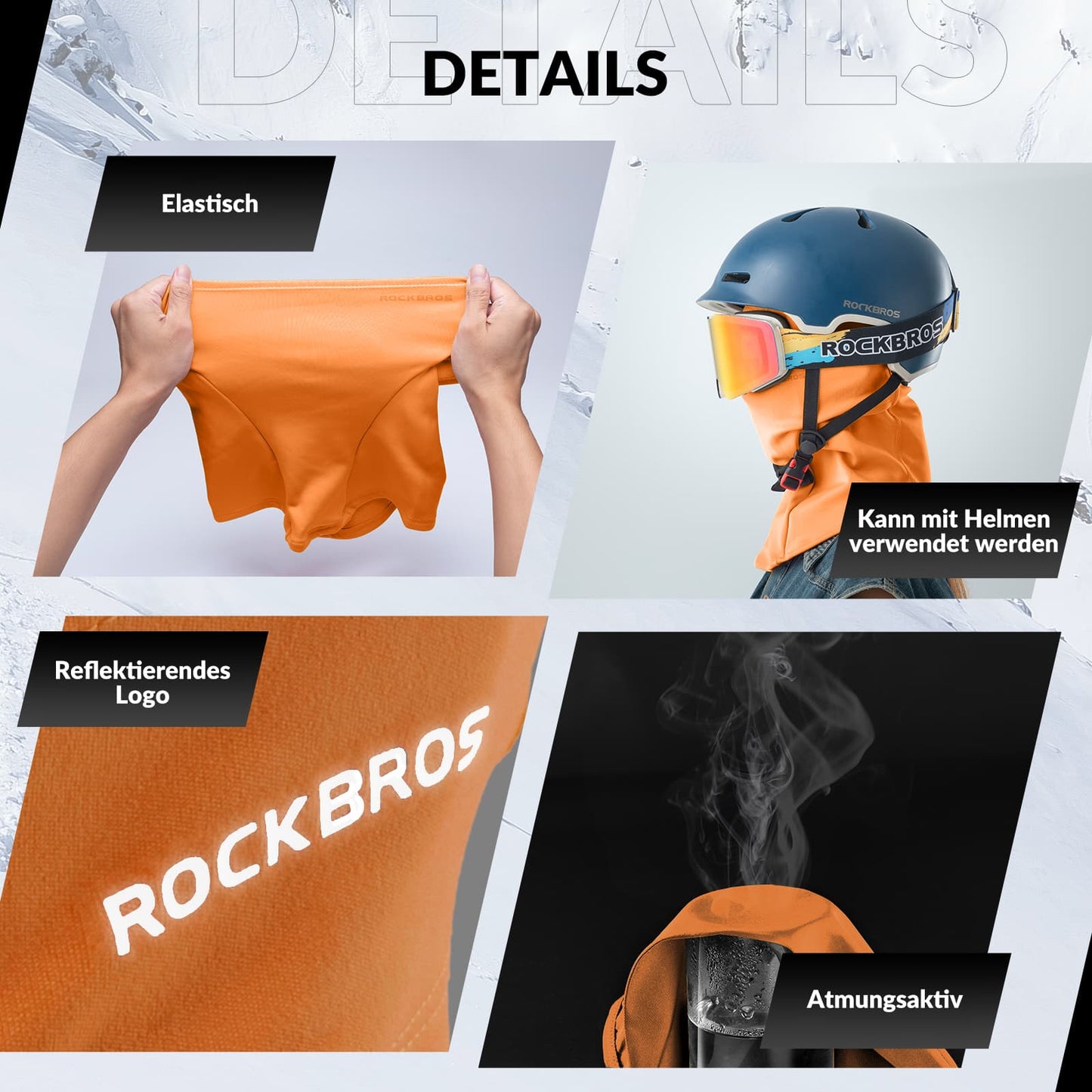 Pasamontañas unisex ROCKBROS (paquete de 2) Otoño/Invierno para deportes al aire libre