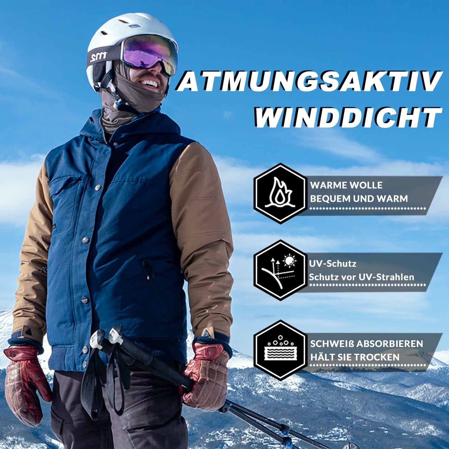 Pasamontañas unisex ROCKBROS (paquete de 2) Otoño/Invierno para deportes al aire libre