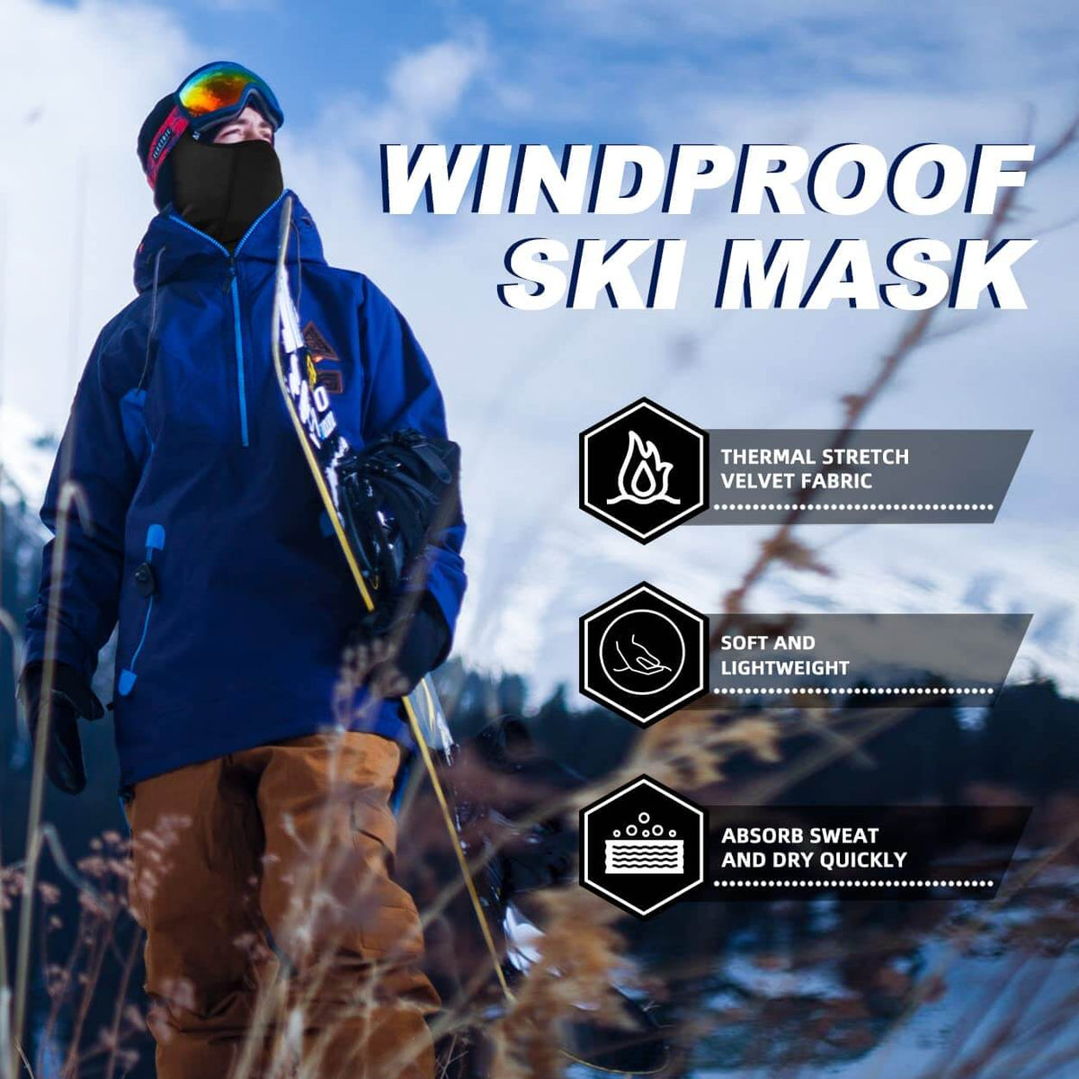 ROCKBROS Pasamontañas Invierno Balaclavas para deportes al aire libre