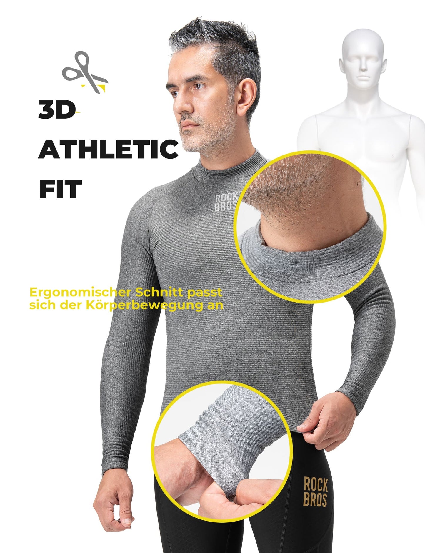 Ropa interior de ciclismo de doble capa, reflectante, con aislamiento térmico, para hombre, ROCKBROS