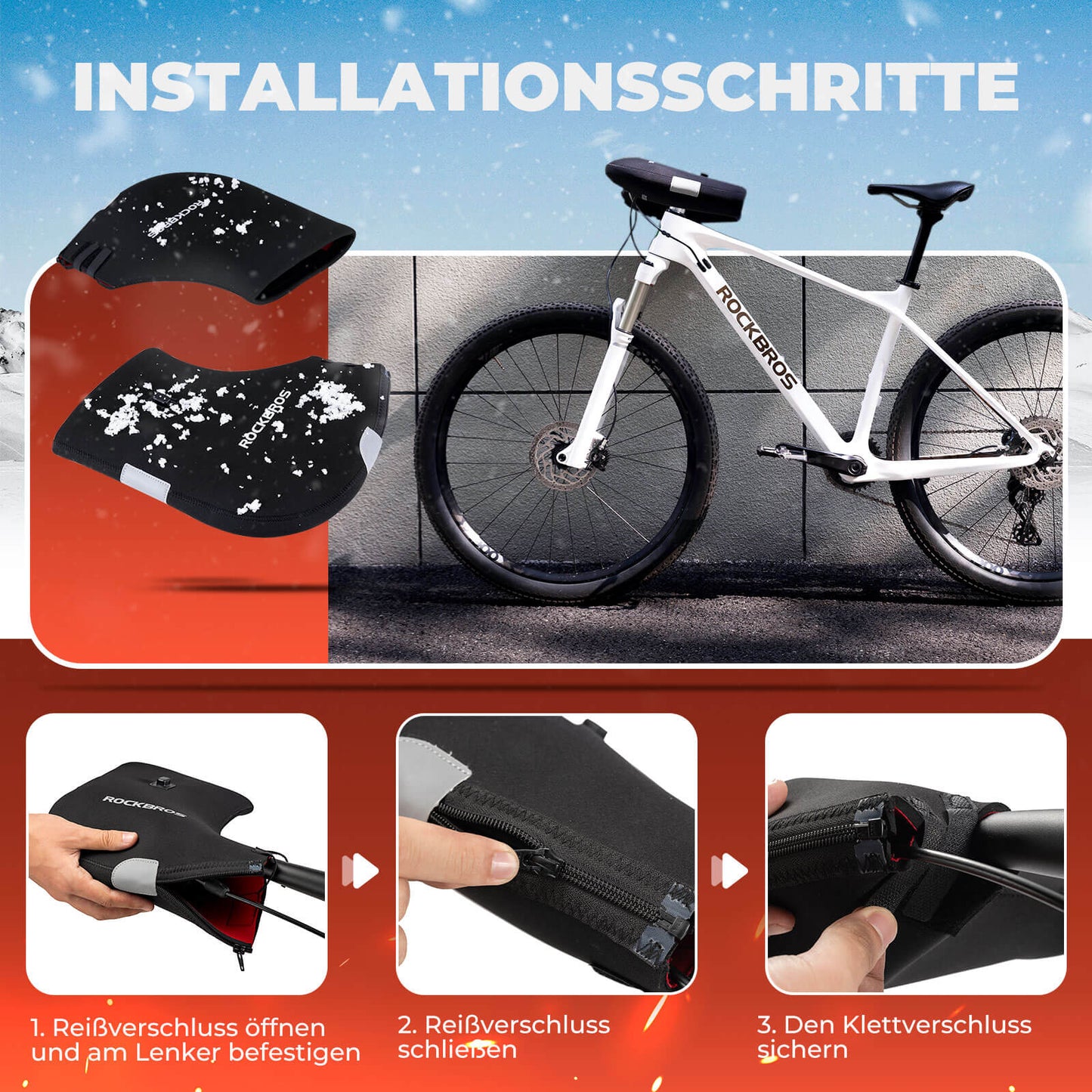 Puños para manillar de bicicleta calefactables y resistentes al agua - recargables ROCKBROS