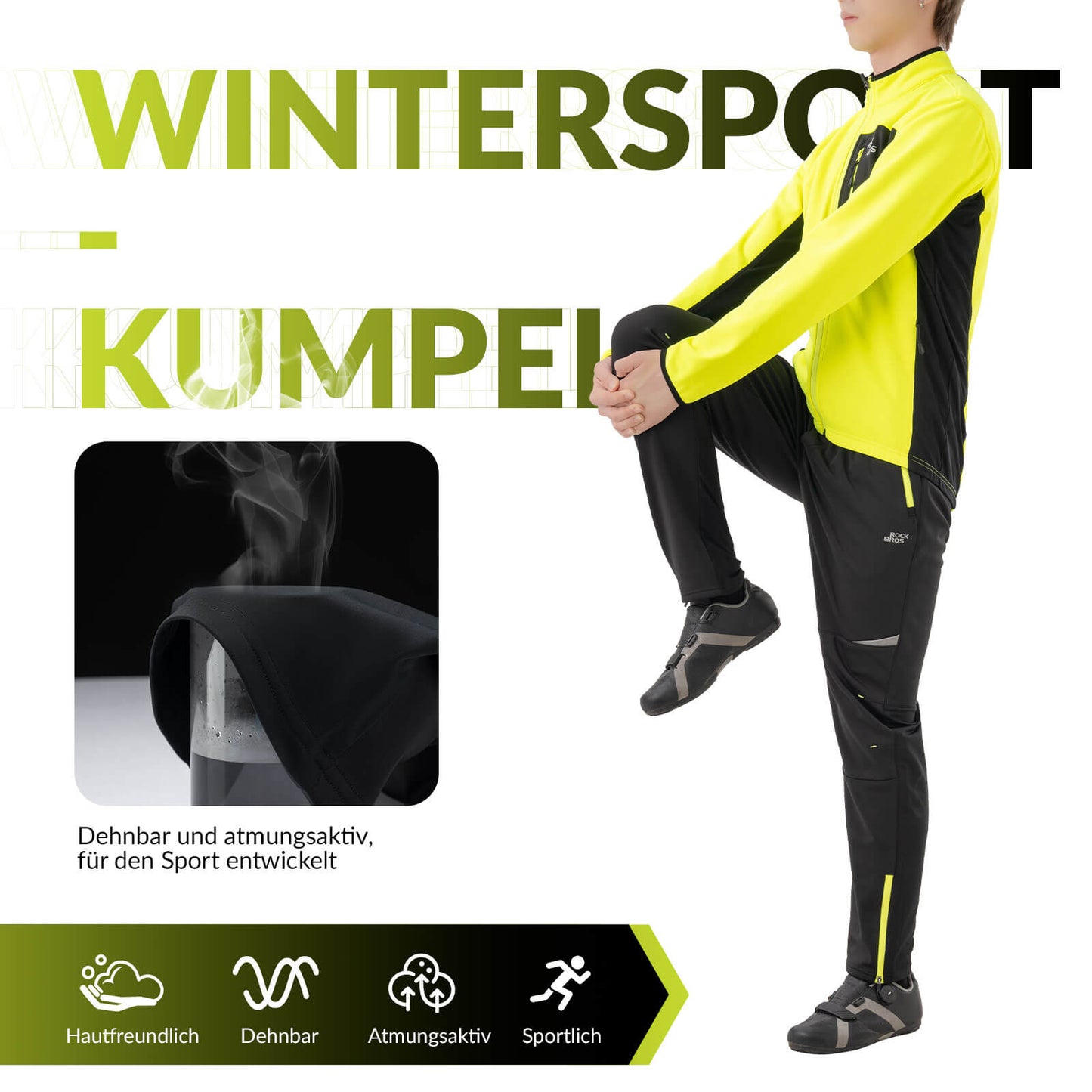 Pantalones de ciclismo para hombre, resistentes al viento y cálidos para deportes de invierno al aire libre, ROCKBROS