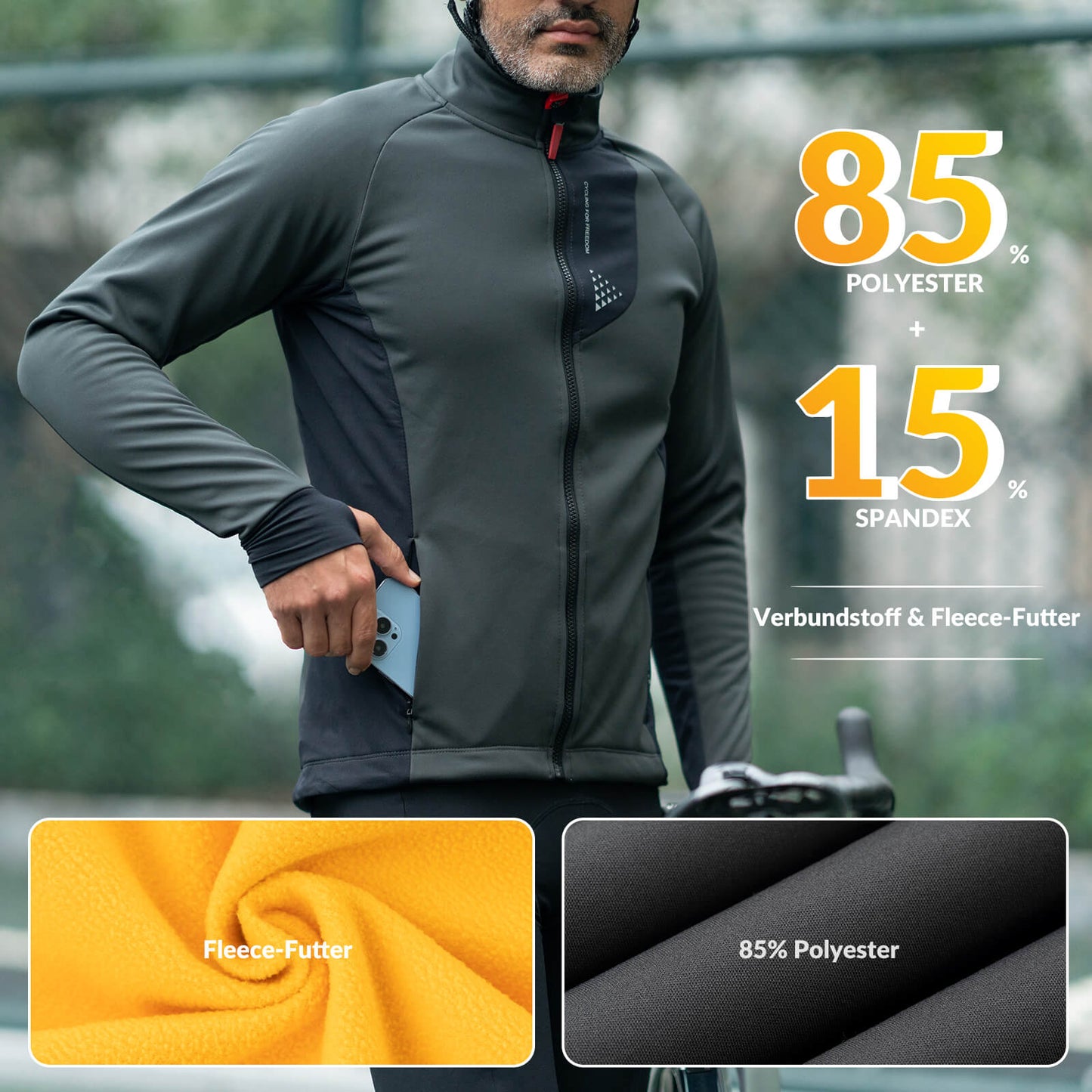 Chaqueta de ciclismo de invierno para hombre, cortavientos, transpirable y con forro polar, ROCKBROS