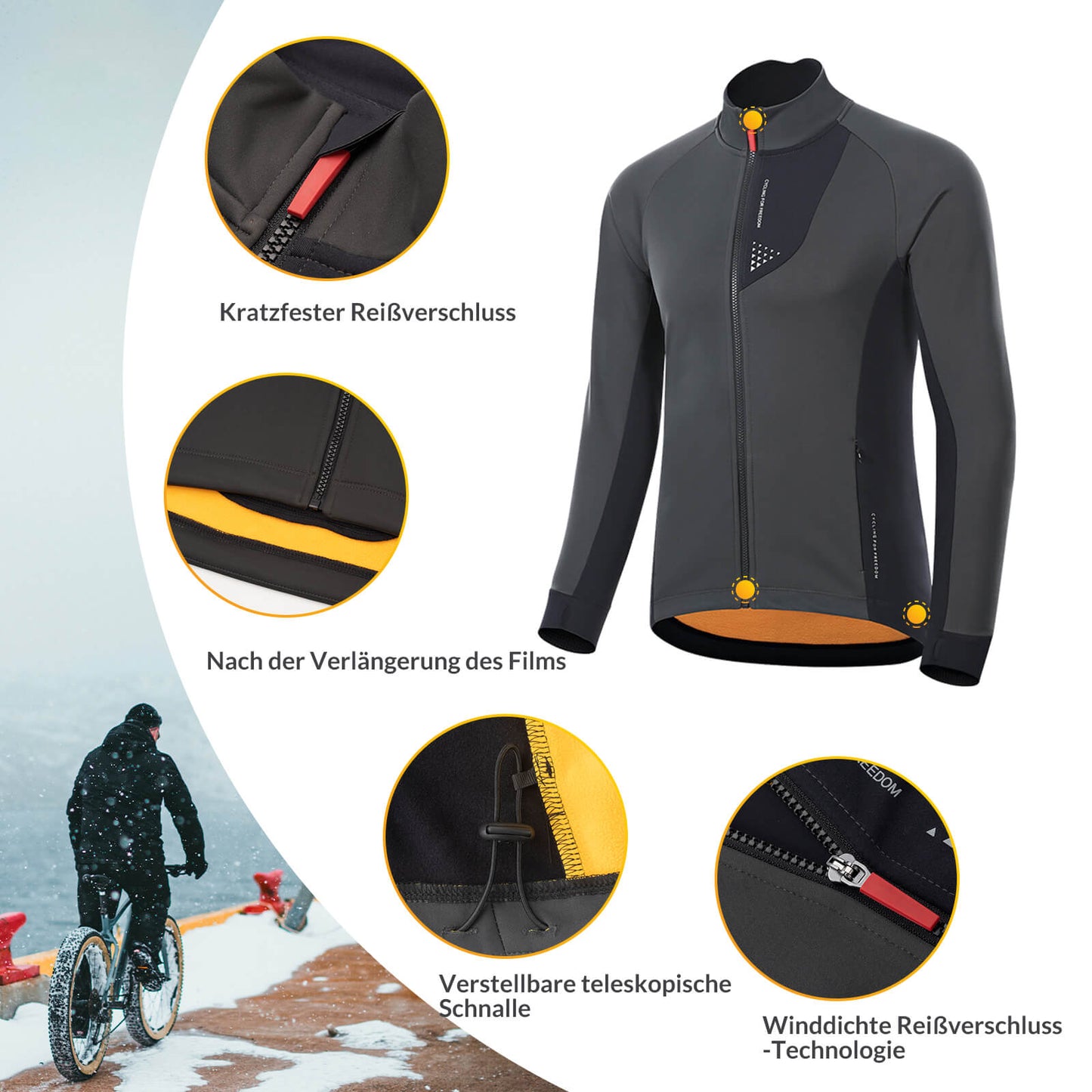 Chaqueta de ciclismo de invierno para hombre, cortavientos, transpirable y con forro polar, ROCKBROS