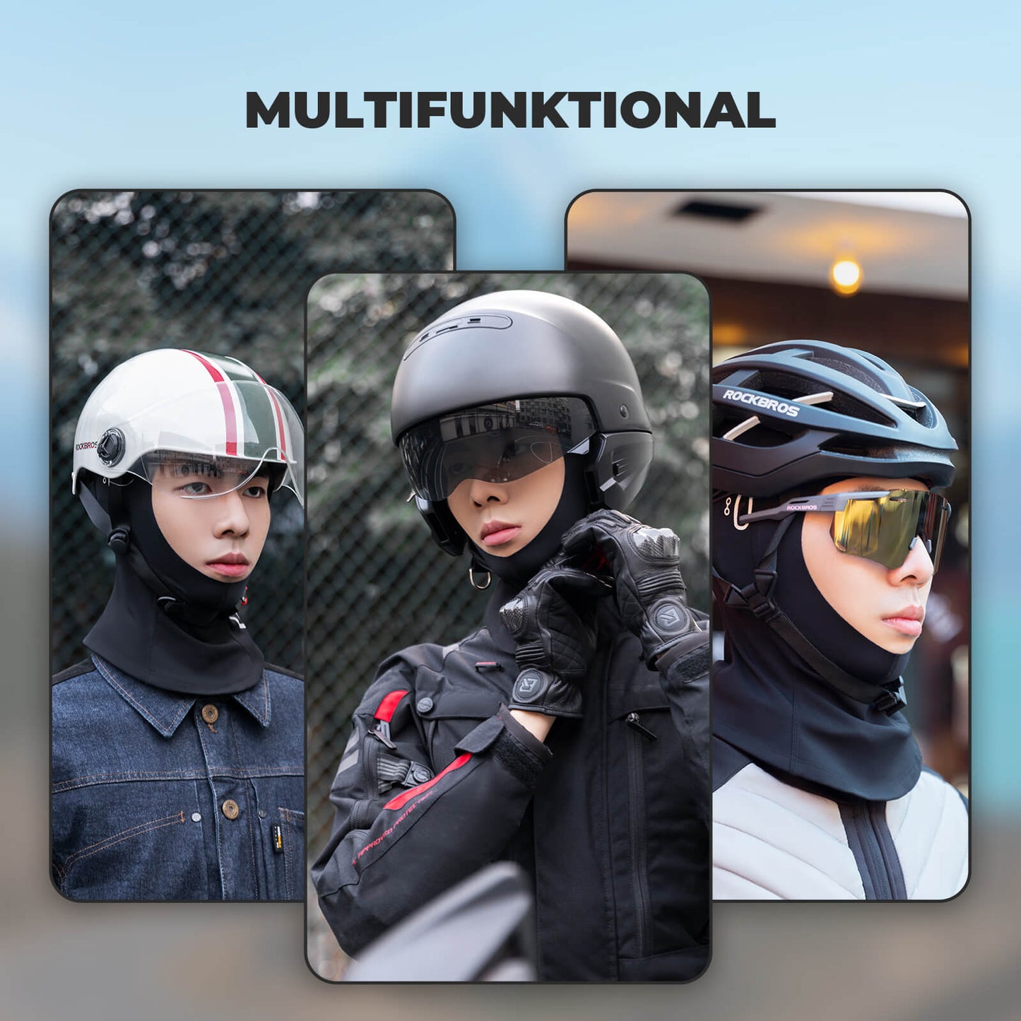 Pasamontañas transpirable con capucha para casco de motocicleta, para ciclismo y esquí, unisex, ROCKBROS