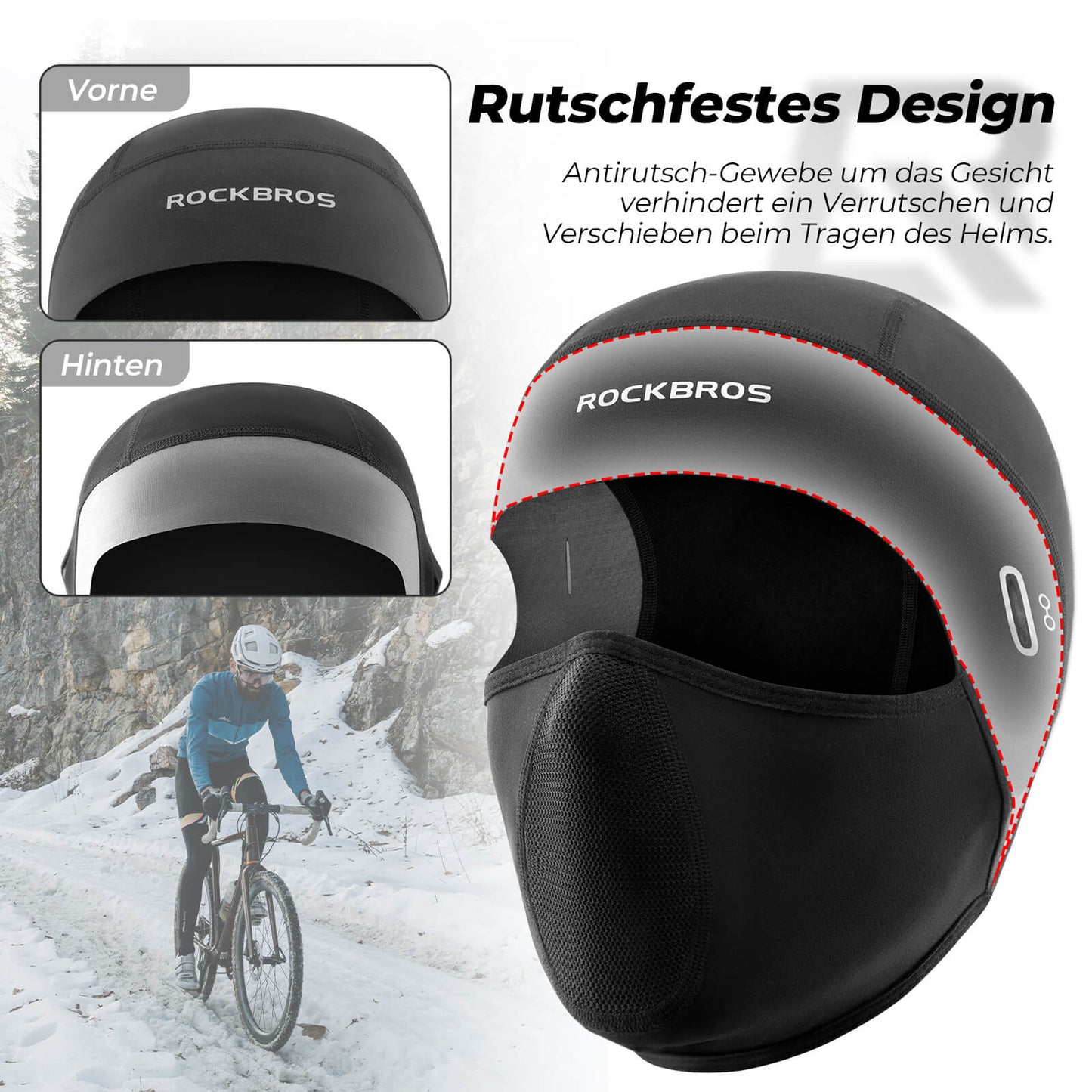 Pasamontañas de forro polar para debajo del casco para ciclismo y esquí ROCKBROS