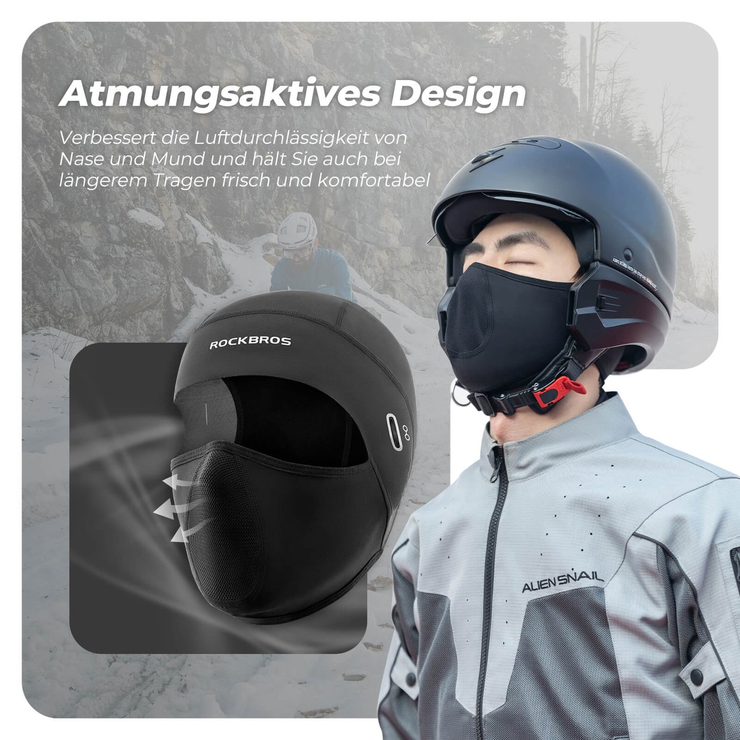 Pasamontañas de forro polar para debajo del casco para ciclismo y esquí ROCKBROS