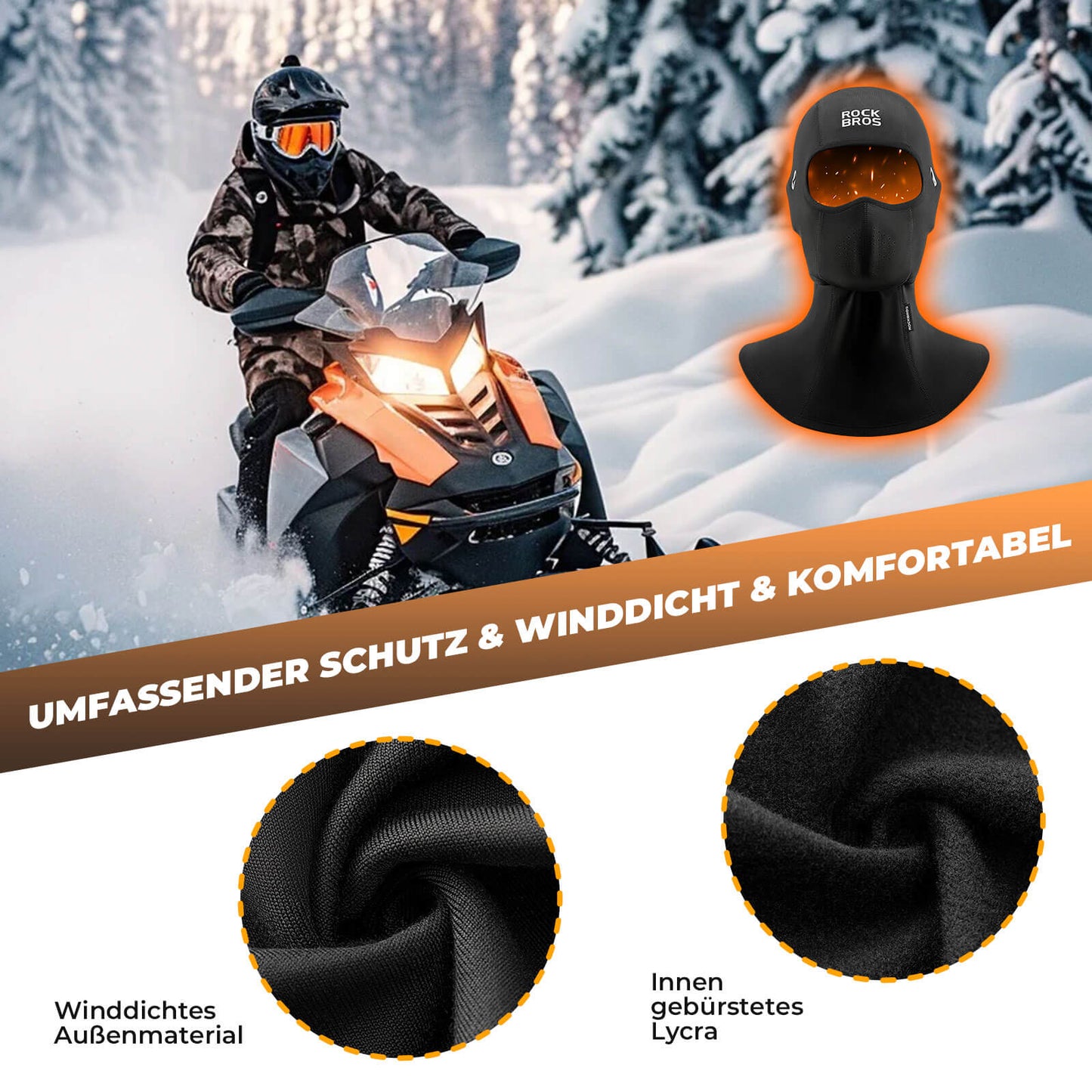 Pasamontañas, protección facial cortavientos para ciclismo, unisex, ROCKBROS