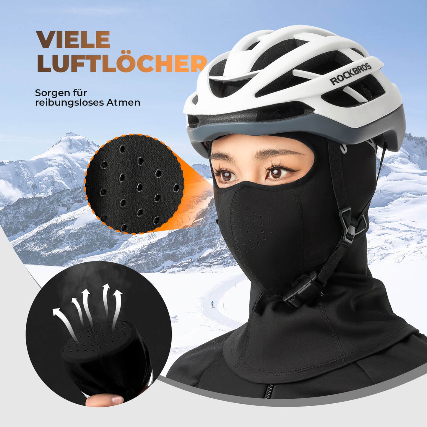 Pasamontañas, protección facial cortavientos para ciclismo, unisex, ROCKBROS