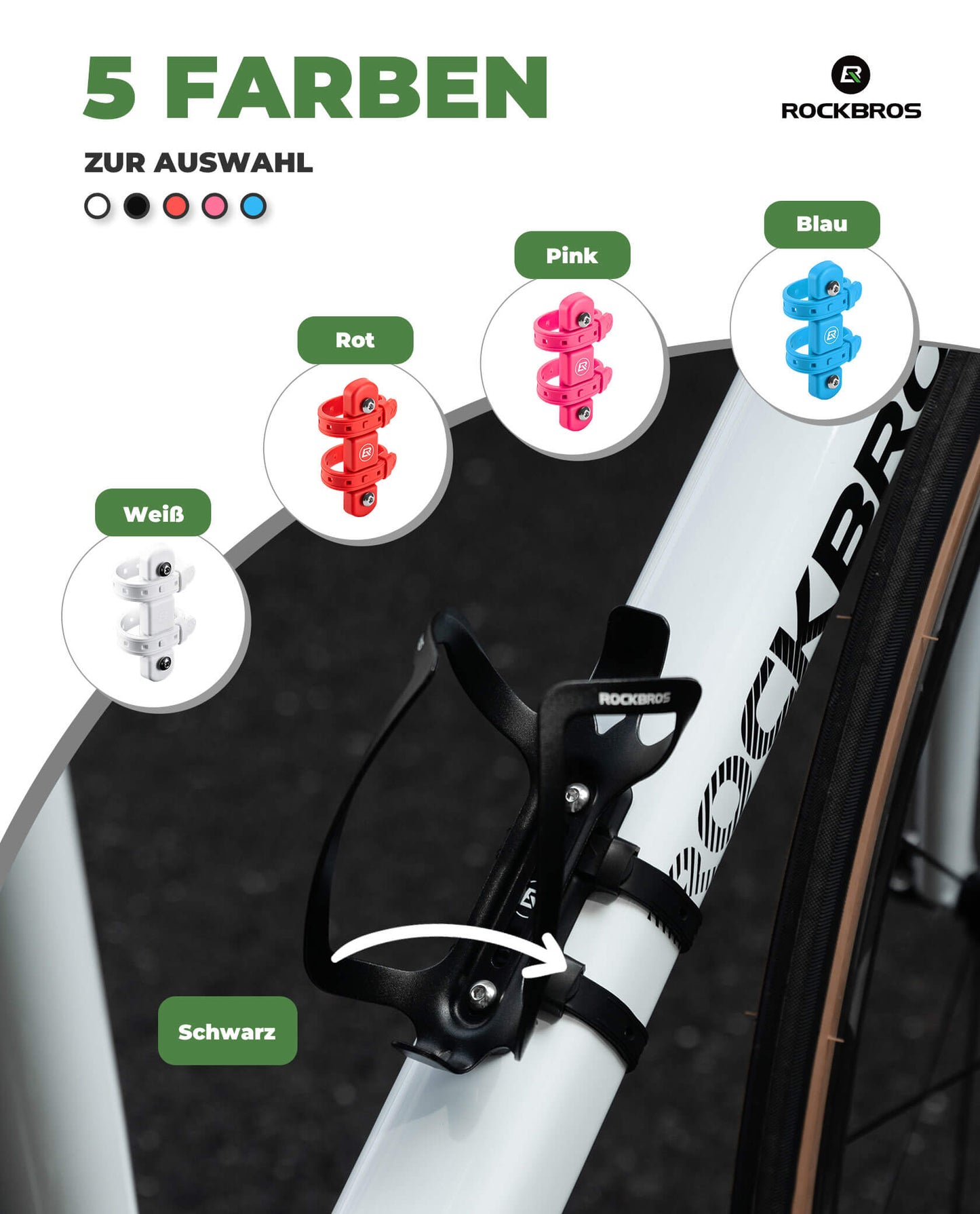 Portabidones universal para bicicletas. No requiere taladros. Base para conversión. ROCKBROS
