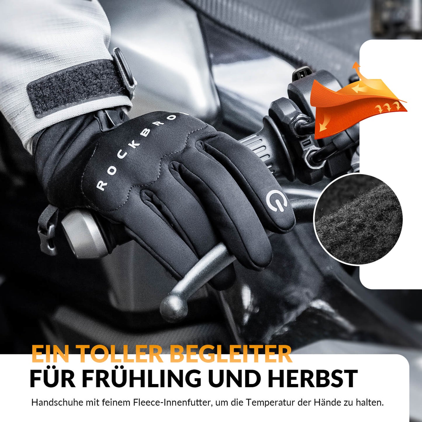 Guantes de ciclismo de invierno con acolchado de gel, compatibles con pantalla táctil, ROCKBROS