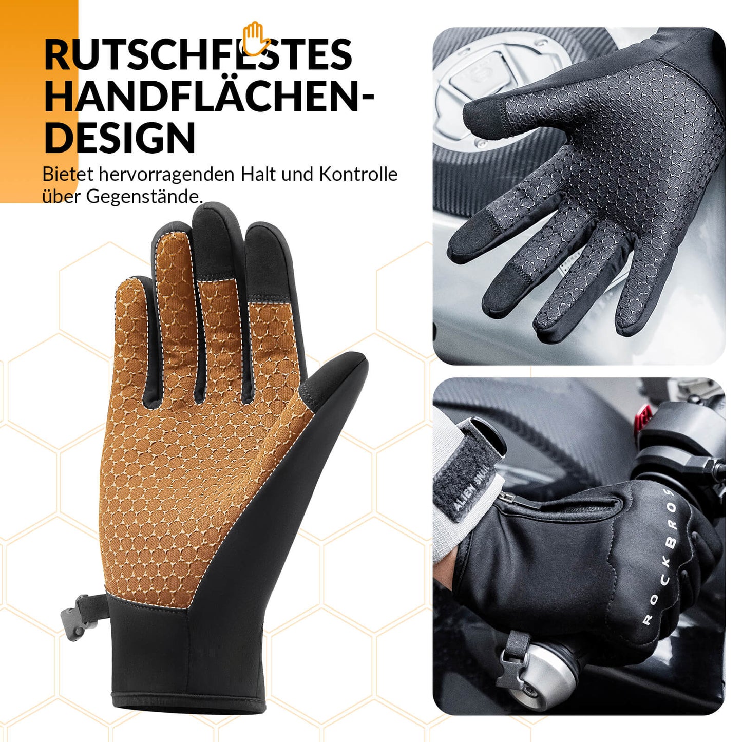 Guantes de ciclismo de invierno con acolchado de gel, compatibles con pantalla táctil, ROCKBROS