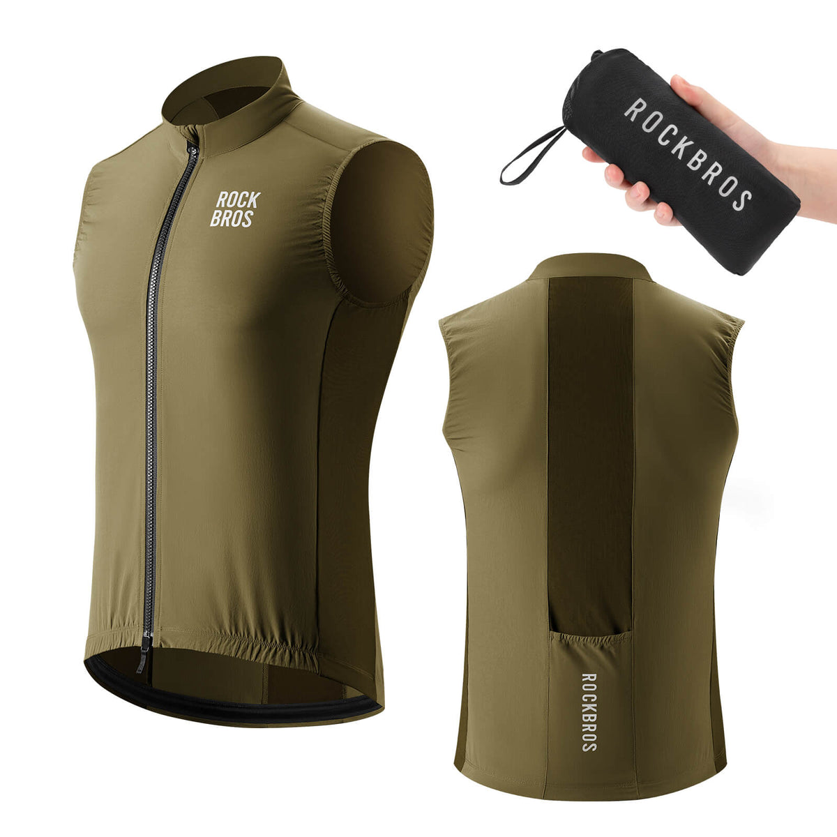 ROCKBROS Chaleco de ciclismo sin mangas Chaqueta de bici Plegable Transpirable