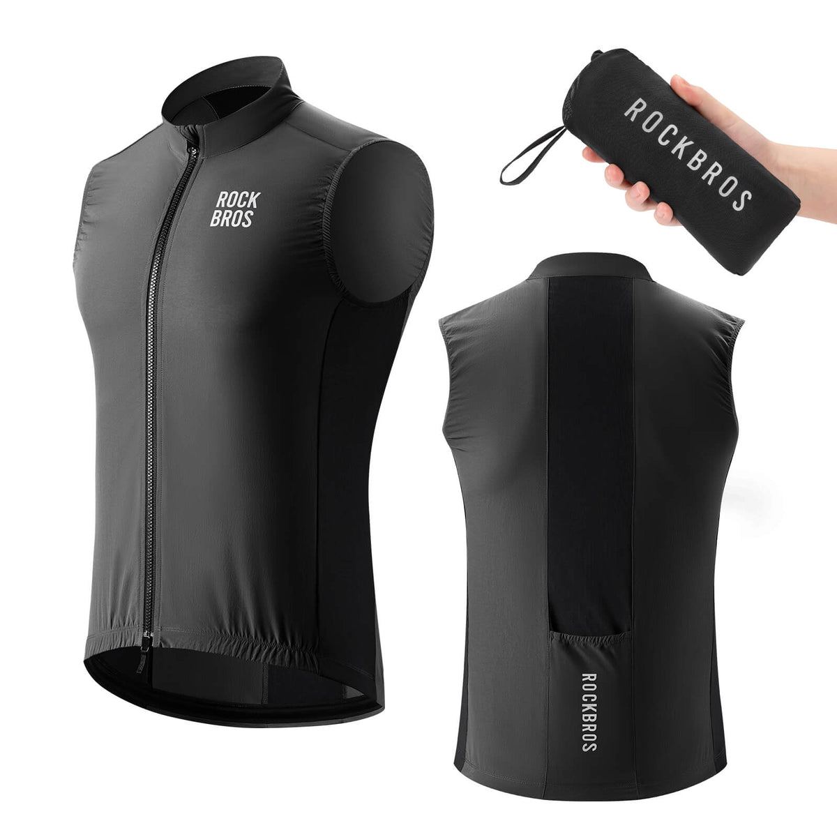 ROCKBROS Chaleco de ciclismo sin mangas Chaqueta de bici Plegable Transpirable