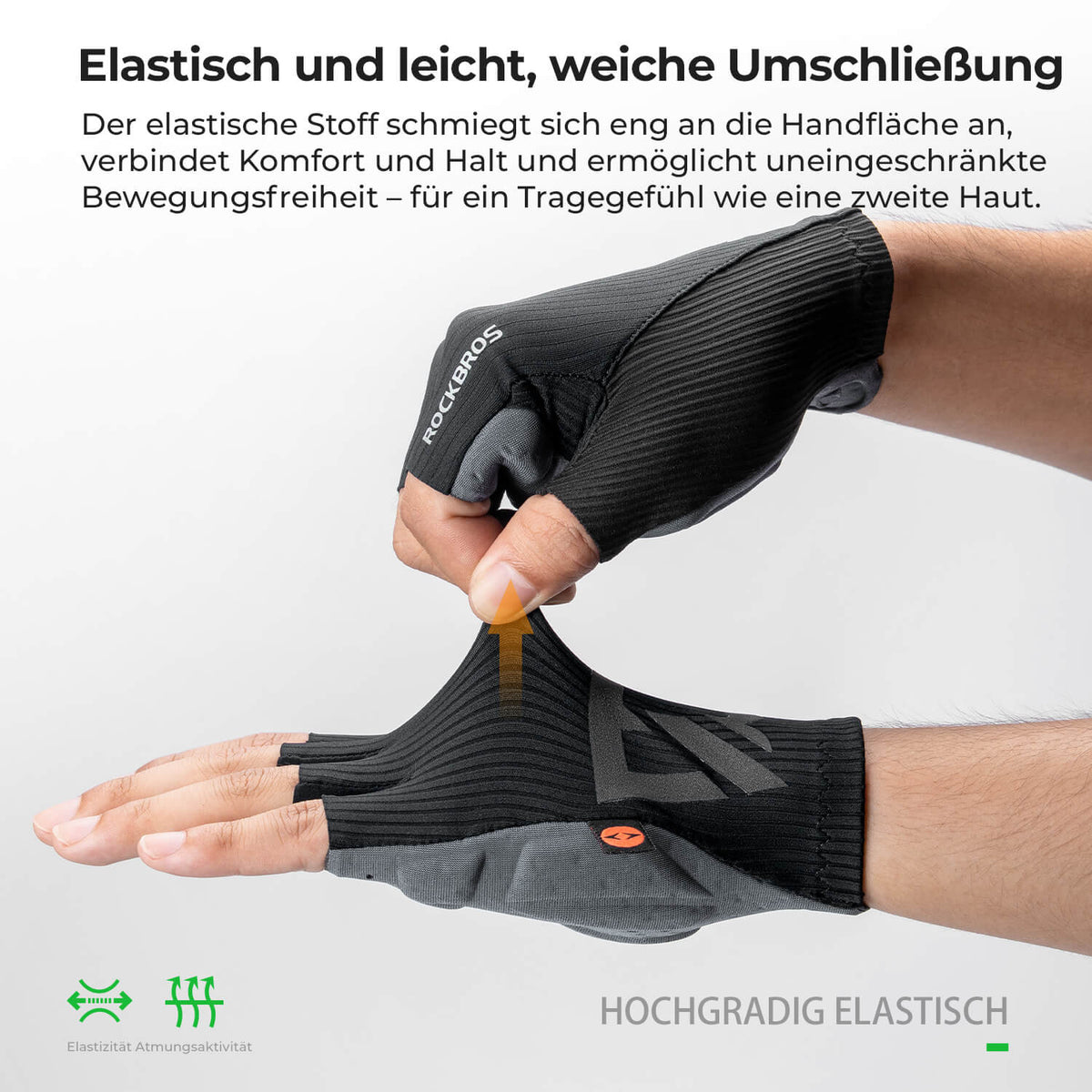 ROCKBROS Elastic Interface® Guantes de ciclismo de medio dedo