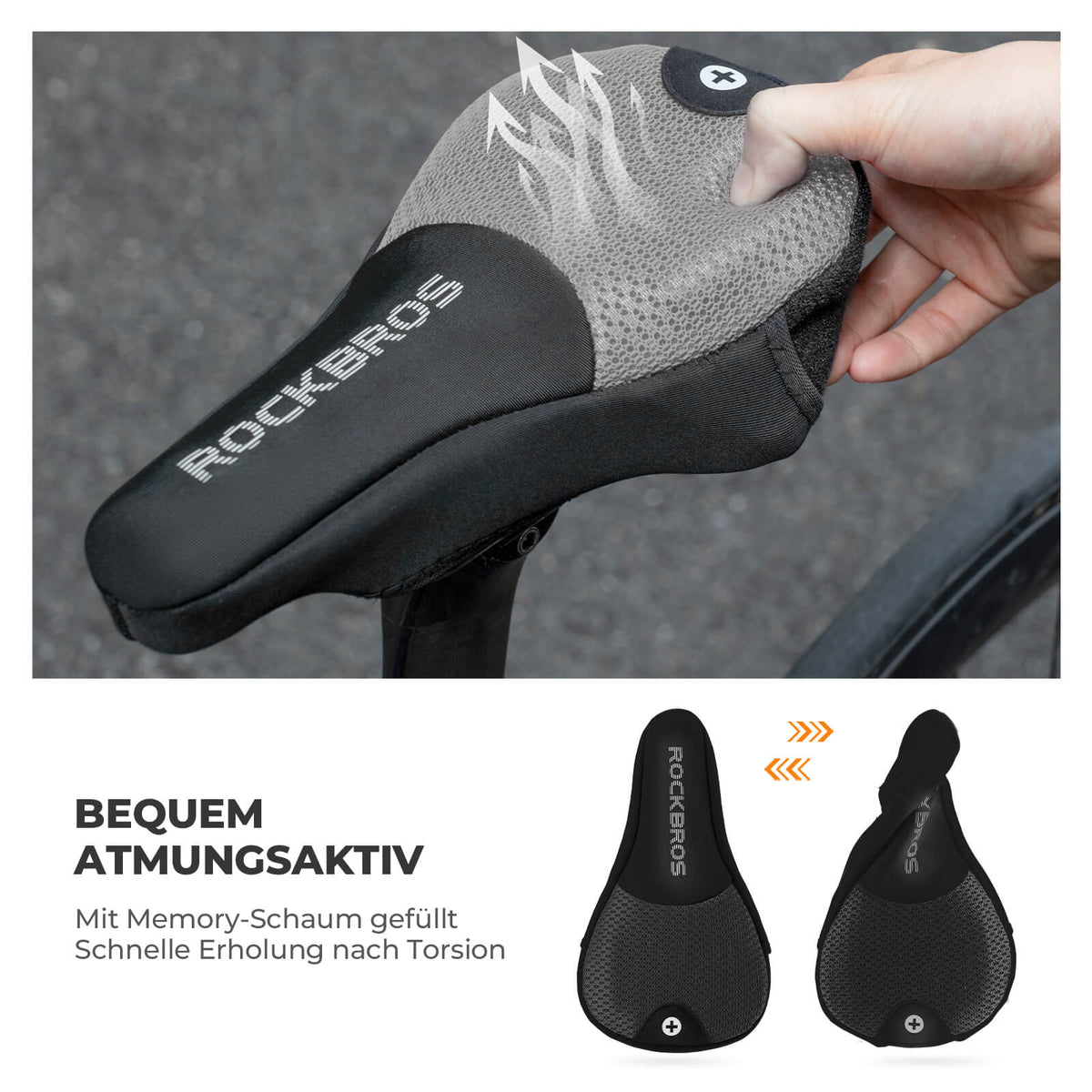 ROCKBROS Funda de sillín inflable para bicicleta, acolchada con cubierta