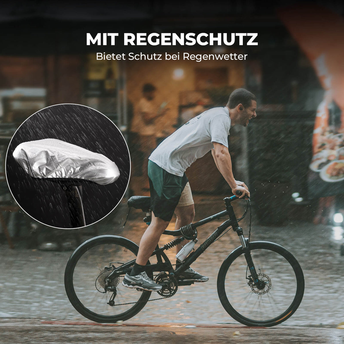 ROCKBROS Funda de sillín inflable para bicicleta, acolchada con cubierta