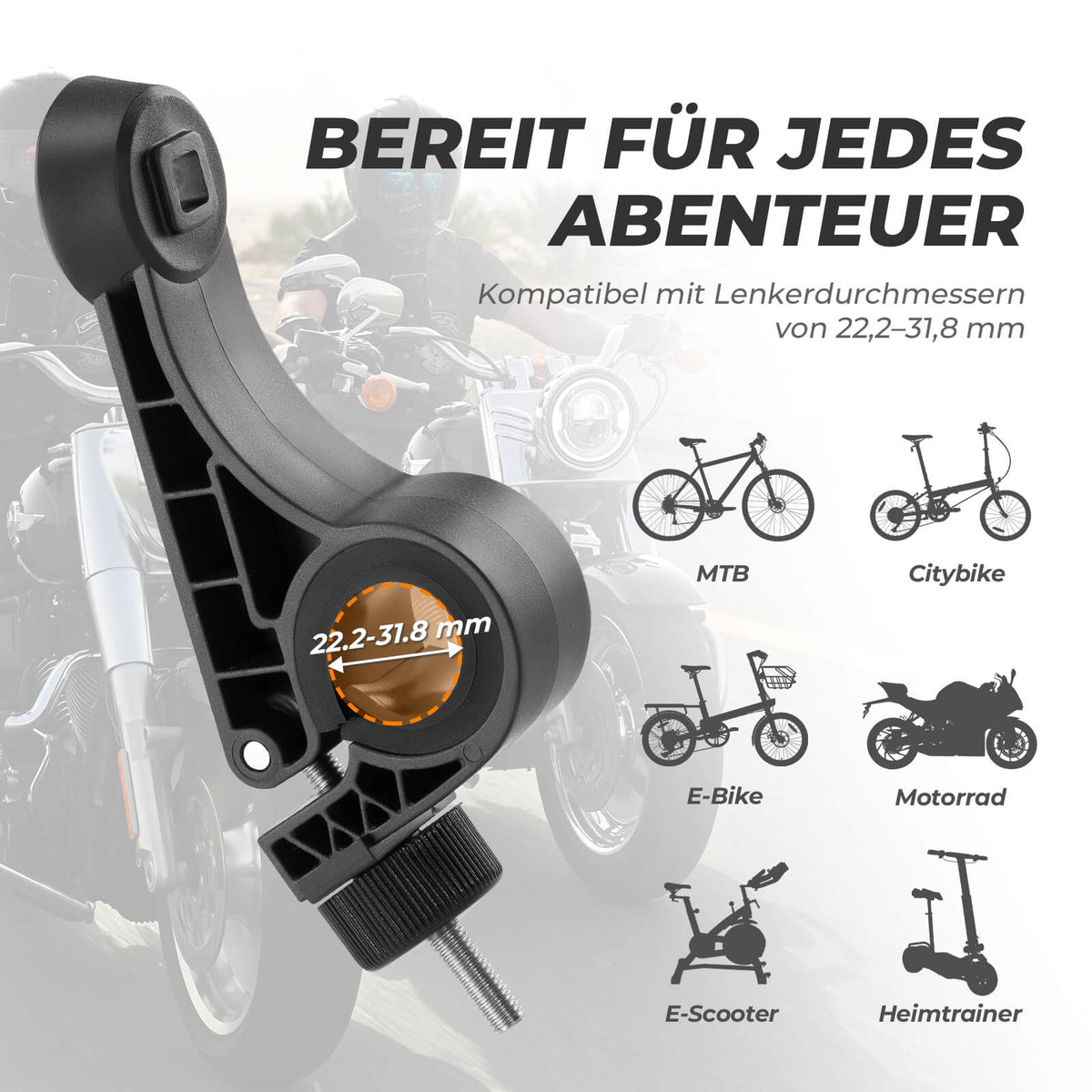 ROCKBROS Soporte de Móvil para Bicicleta Giratorio 360° para Móvil 4.5~7.2"