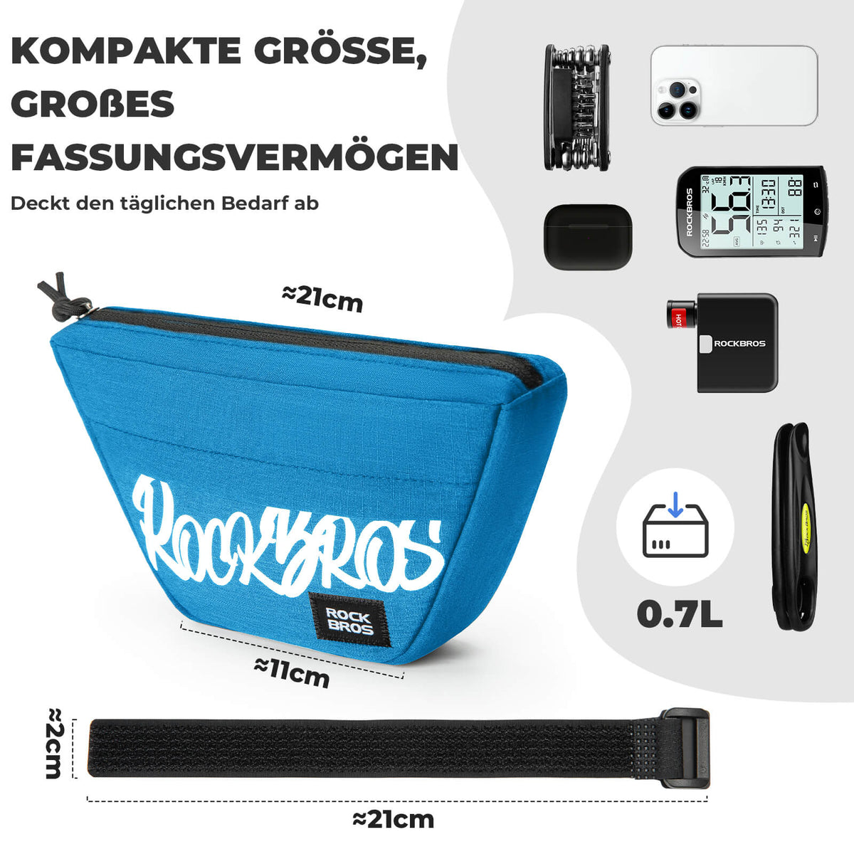 ROCKBROS Bolsa de manubrio Ligera Compacta 0,7L - SketchRide Series