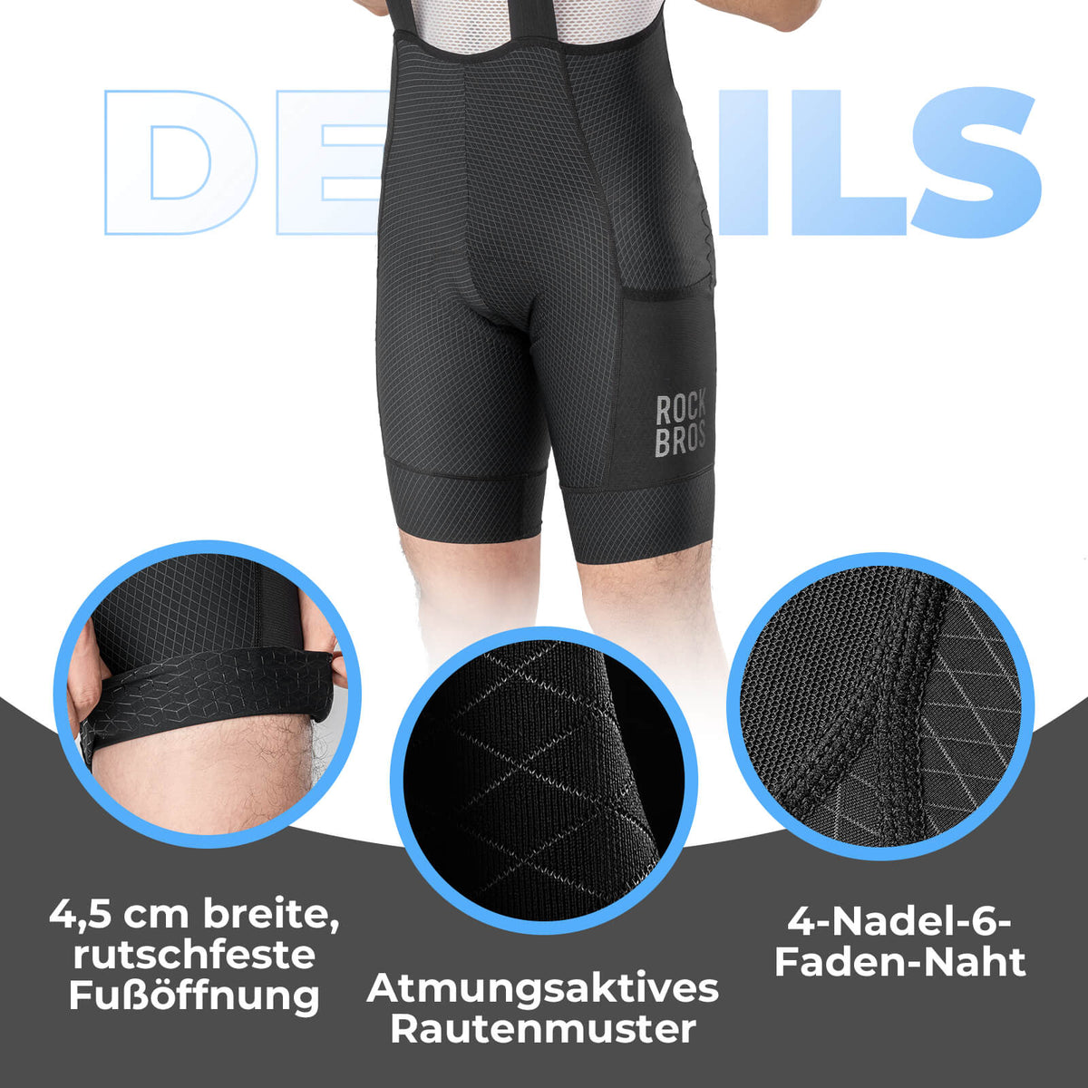 ROCKBROS Culote con Tirantes para Hombre con Badana Transpirable Verano