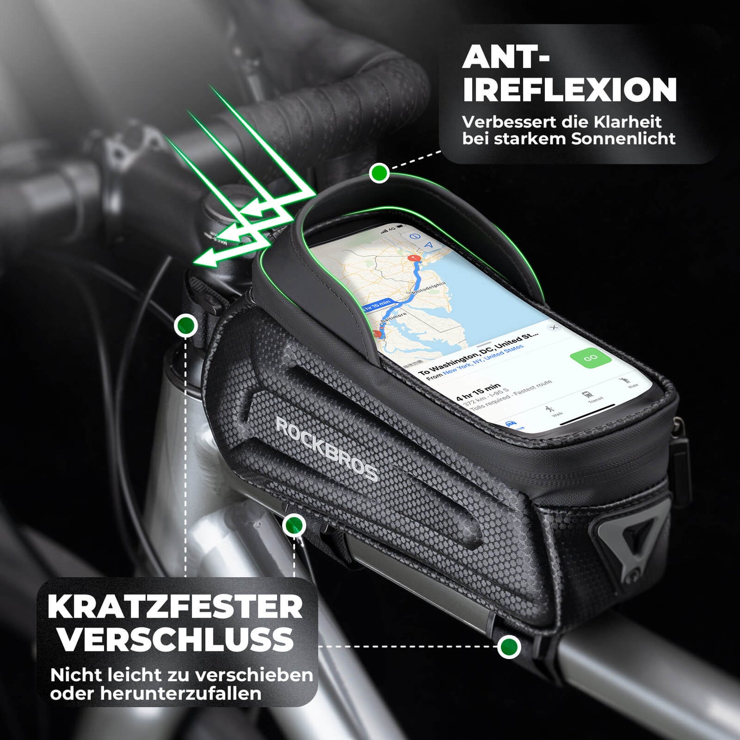 Bolsa de bicicleta repelente al agua, funda para móvil con pantalla táctil de TPU, ROCKBROS