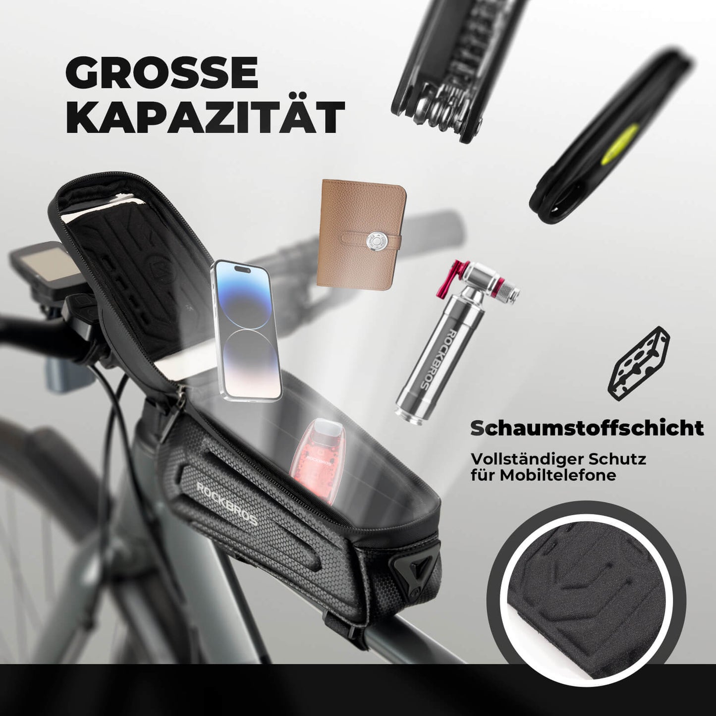 Bolsa de bicicleta repelente al agua, funda para móvil con pantalla táctil de TPU, ROCKBROS