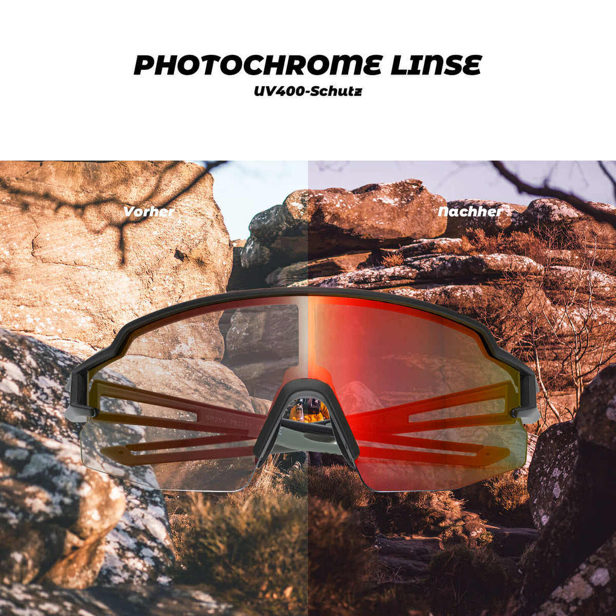 ROCKBROS Gafas de ciclismo fotocromáticas con protección UV400