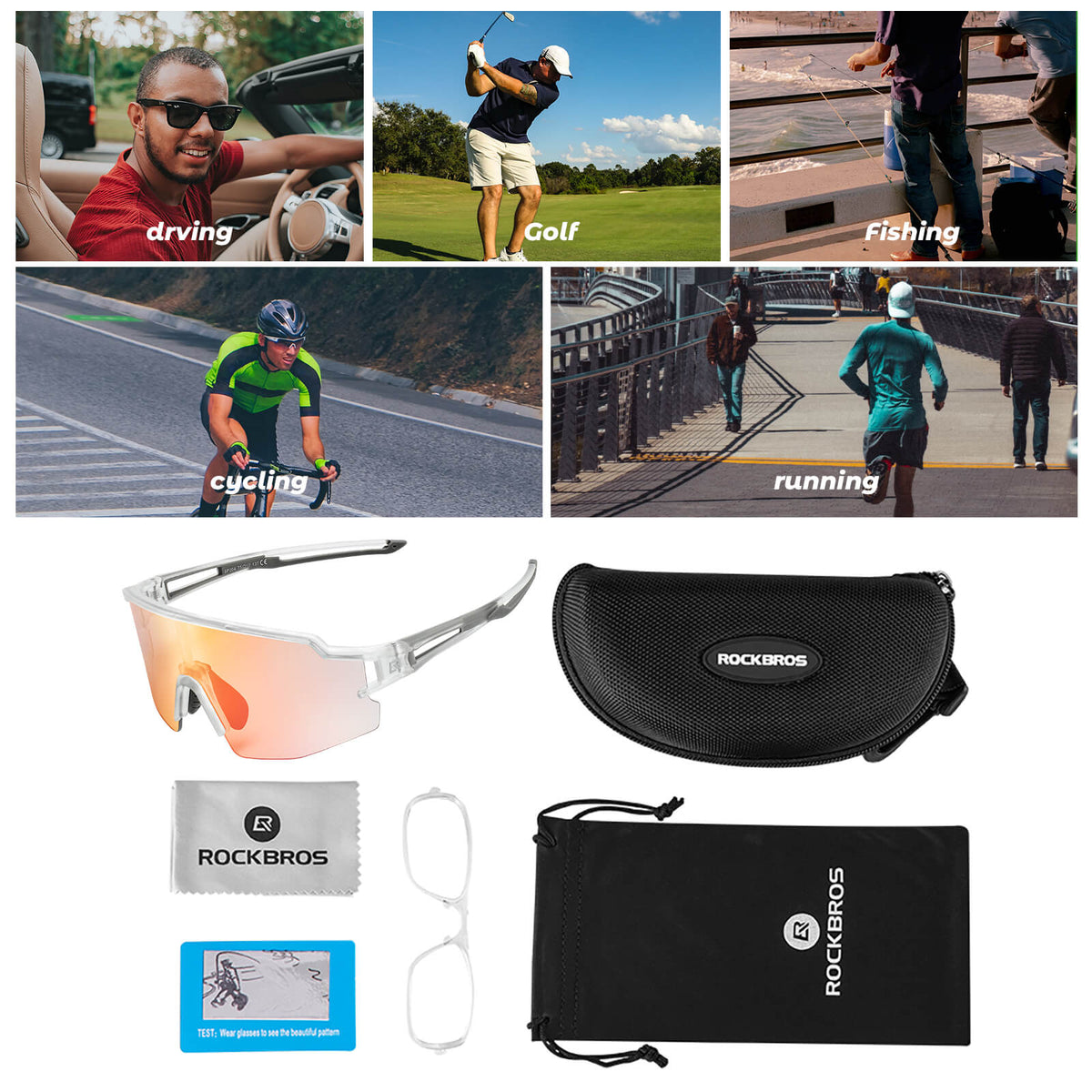 ROCKBROS Gafas de ciclismo fotocromáticas con protección UV400