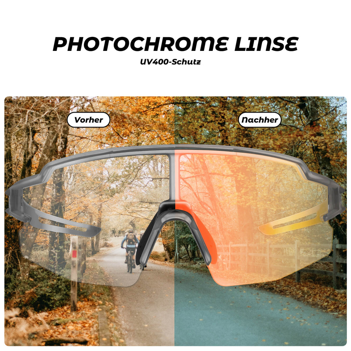 ROCKBROS Gafas de ciclismo fotocromáticas con protección UV400