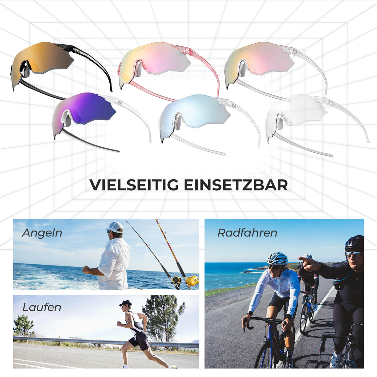 ROCKBROS Gafillas de ciclismo Fotocromáticas Protección UV400 Sin montura -SWIFT