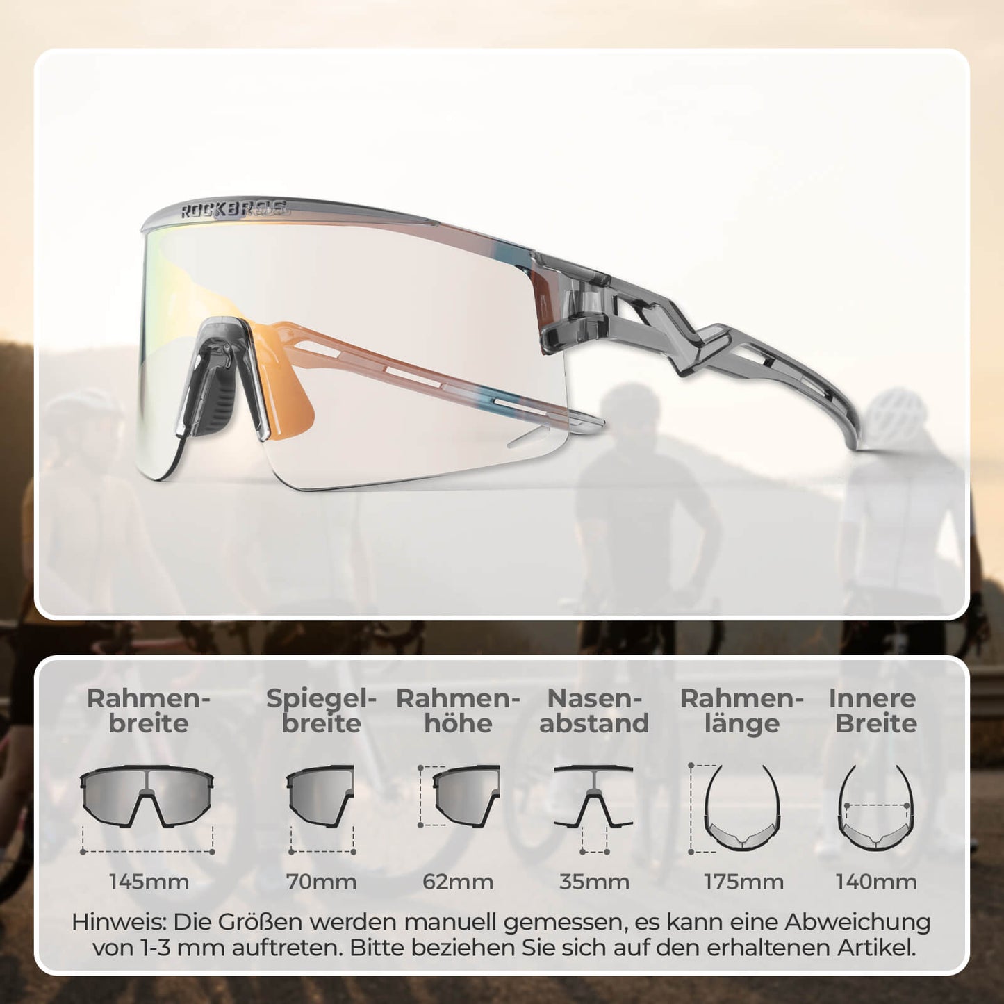 Gafas de ciclismo, fotocromáticas/polarizadas, resistentes al viento, protección UV, ROCKBROS