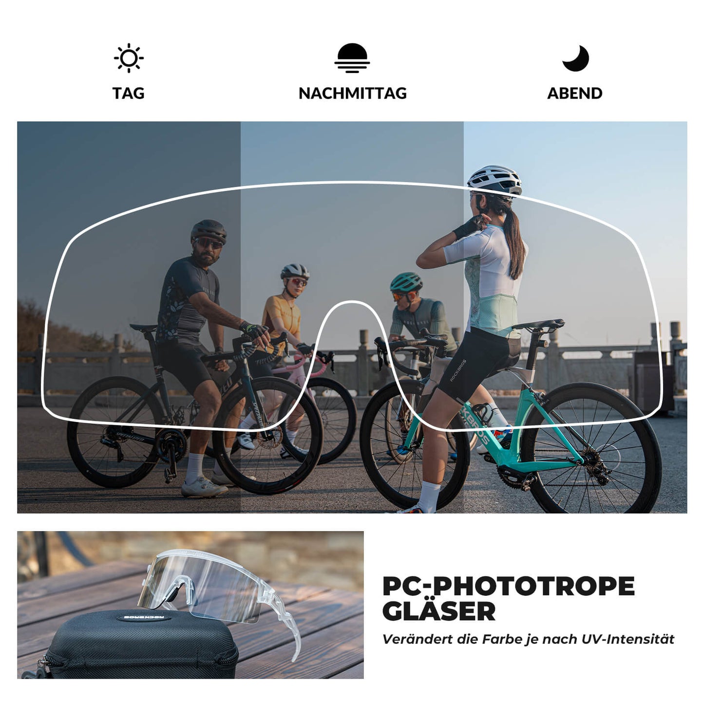 Gafas de ciclismo, fotocromáticas/polarizadas, resistentes al viento, protección UV, ROCKBROS