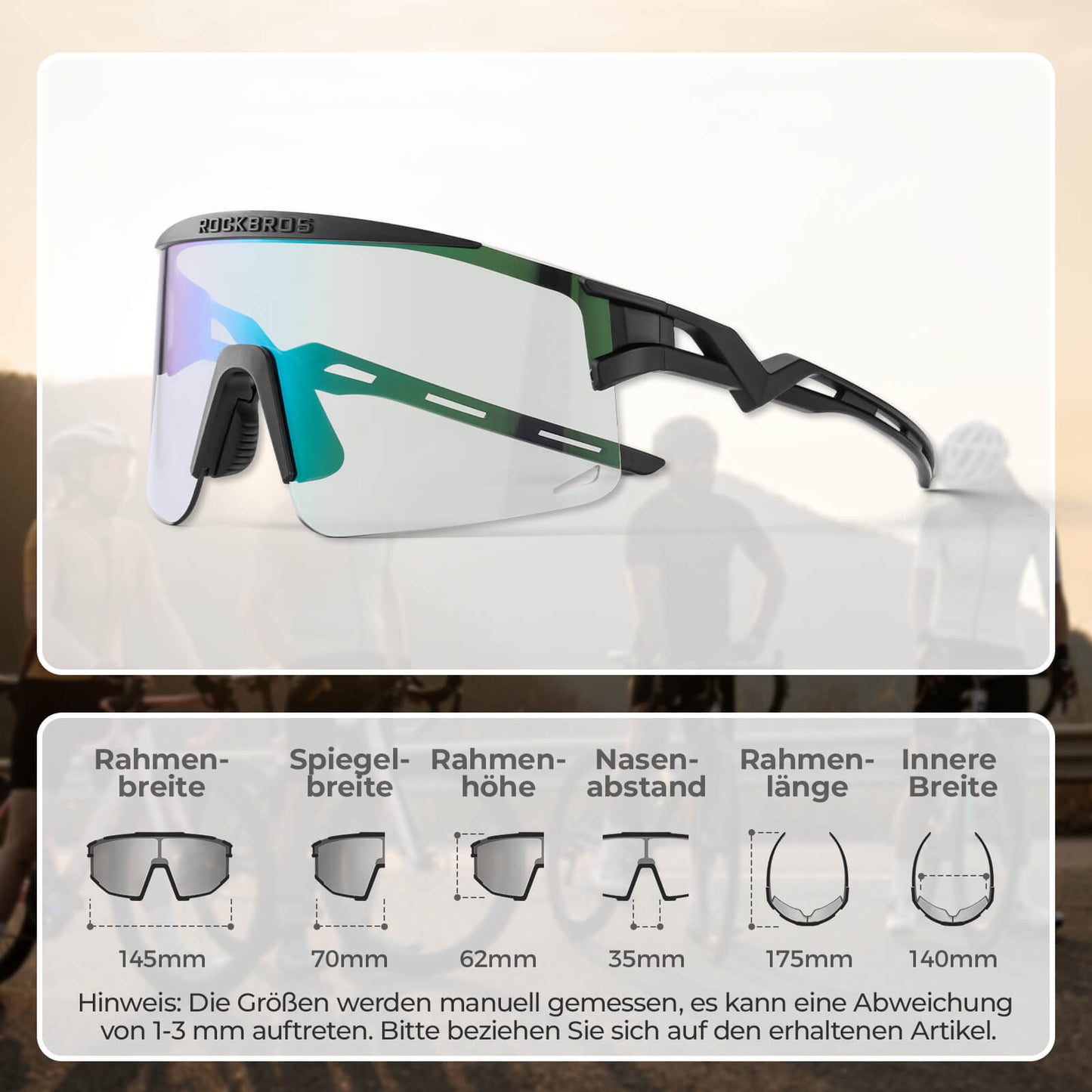 Gafas de ciclismo, fotocromáticas/polarizadas, resistentes al viento, protección UV, ROCKBROS