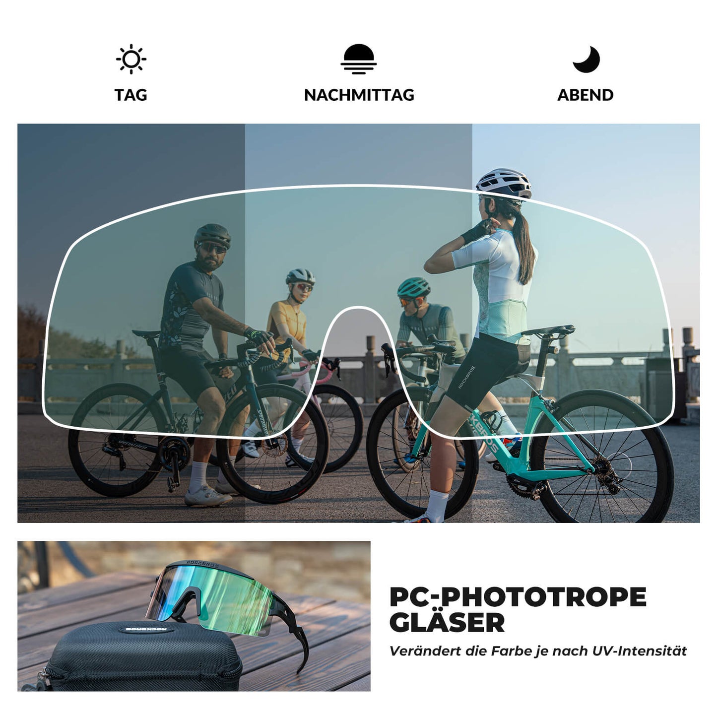 Gafas de ciclismo, fotocromáticas/polarizadas, resistentes al viento, protección UV, ROCKBROS