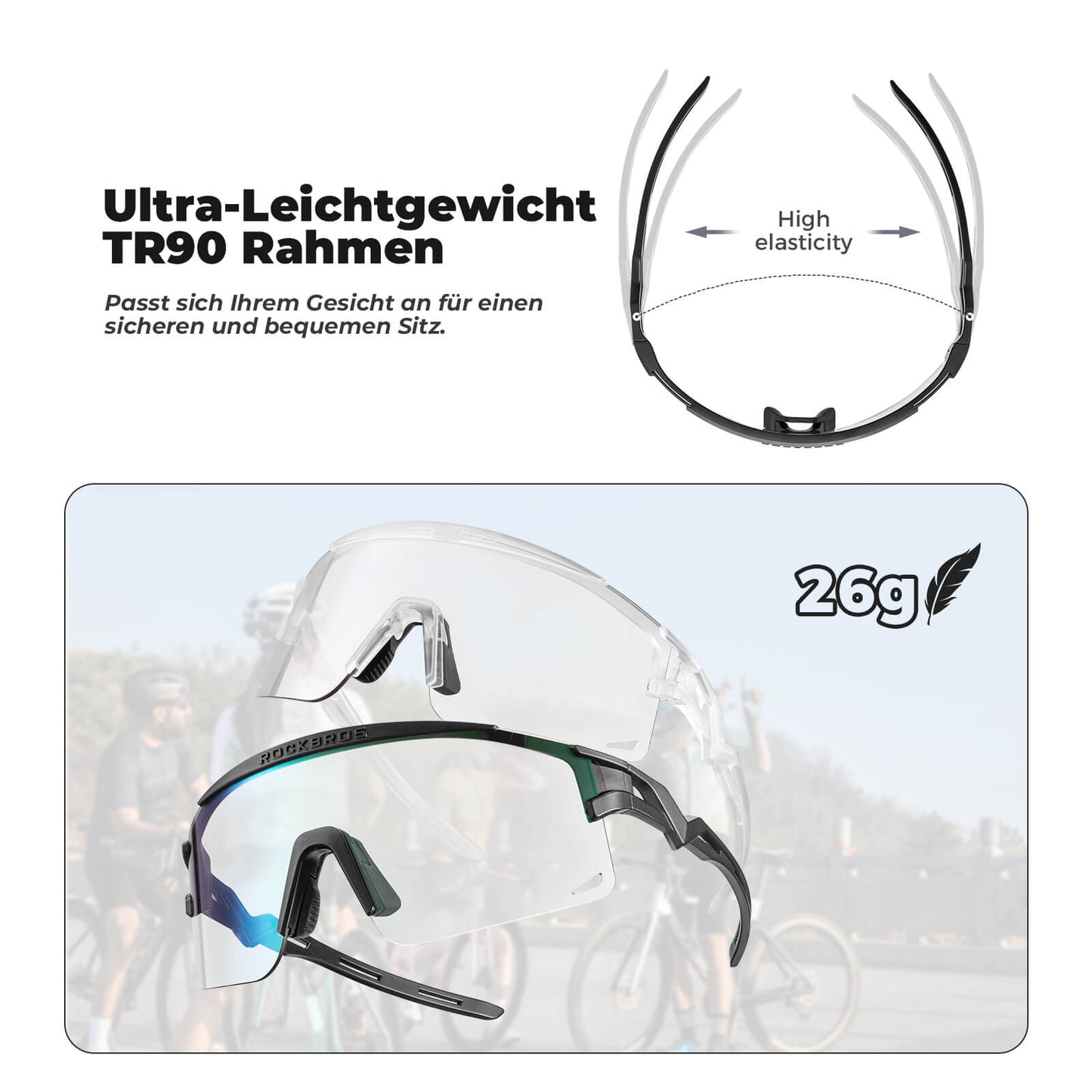 Gafas de ciclismo, fotocromáticas/polarizadas, resistentes al viento, protección UV, ROCKBROS