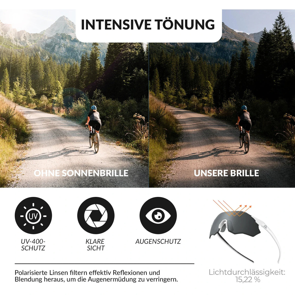ROCKBROS Gafillas de ciclismo Fotocromáticas Protección UV400 Sin montura -SWIFT