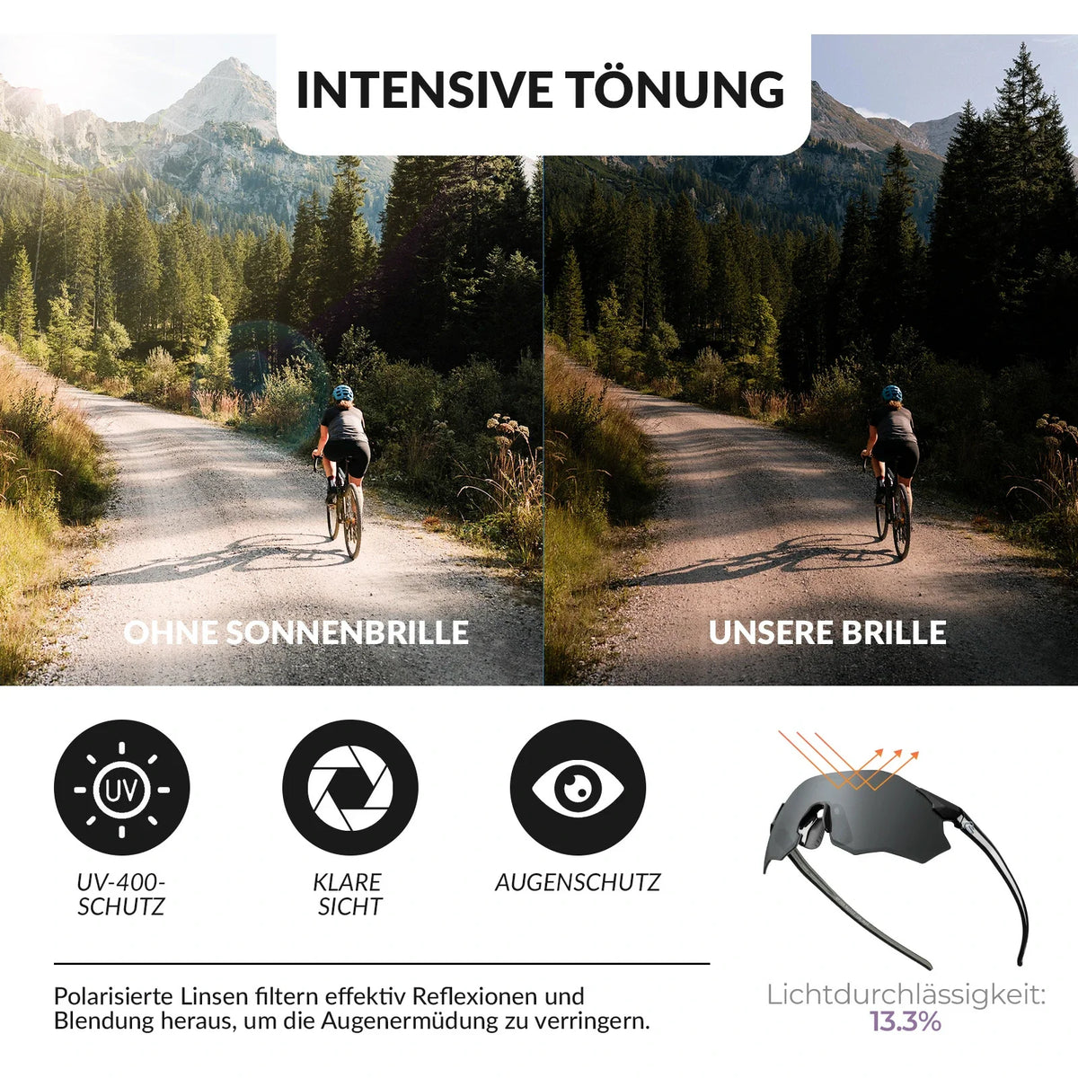 ROCKBROS Gafillas de ciclismo Fotocromáticas Protección UV400 Sin montura -SWIFT